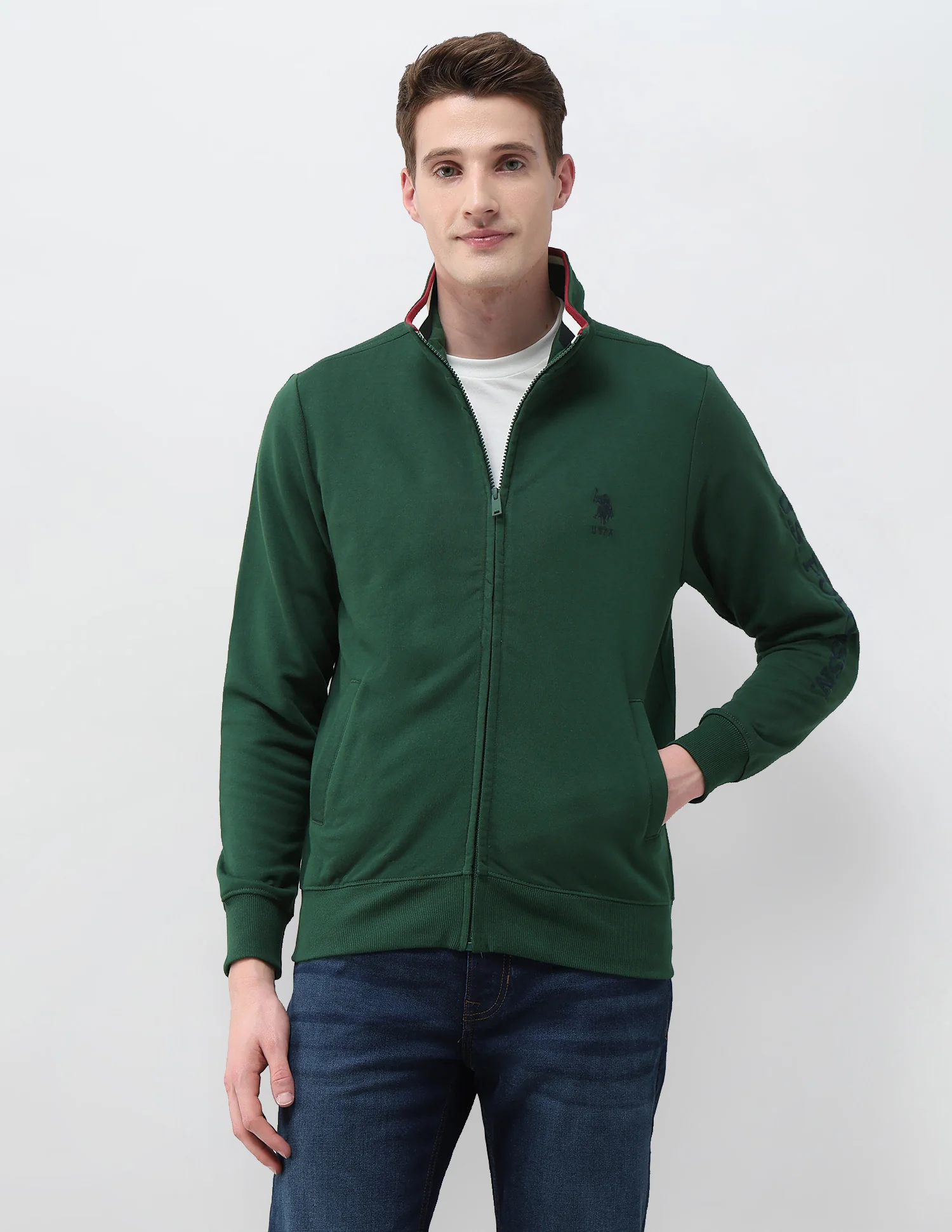 Brand Embroidered Zipper Sweatshirt - Image 6