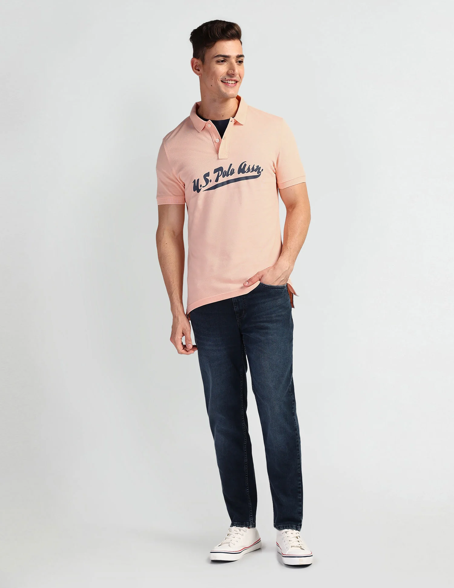 Brand Print Cotton Polo Shirt - Image 3