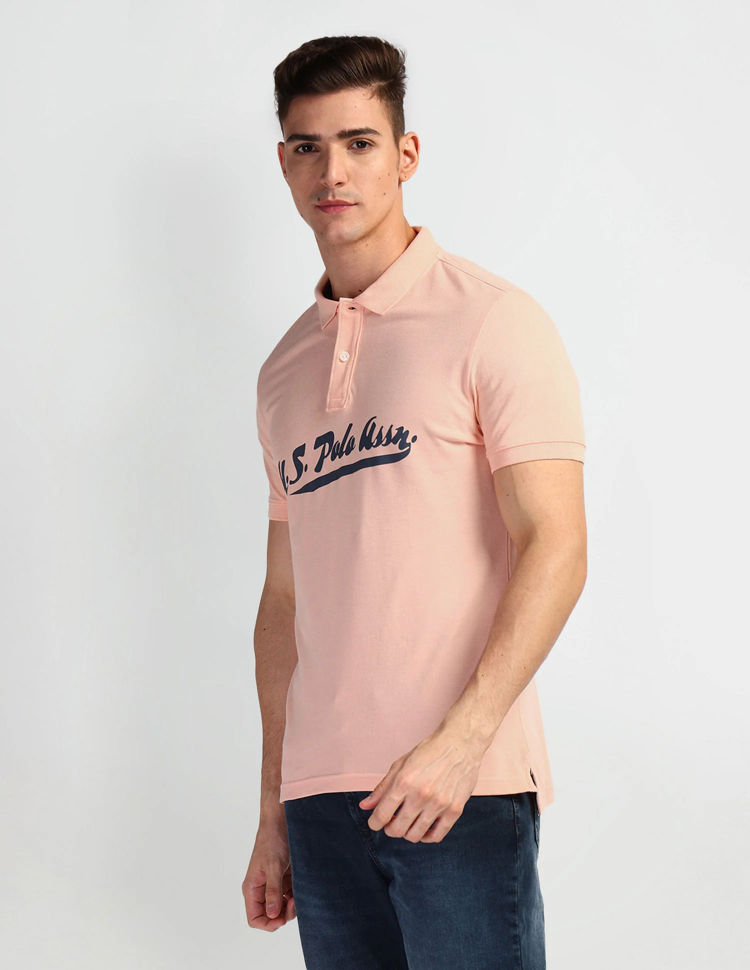 Brand Print Cotton Polo Shirt - Image 4