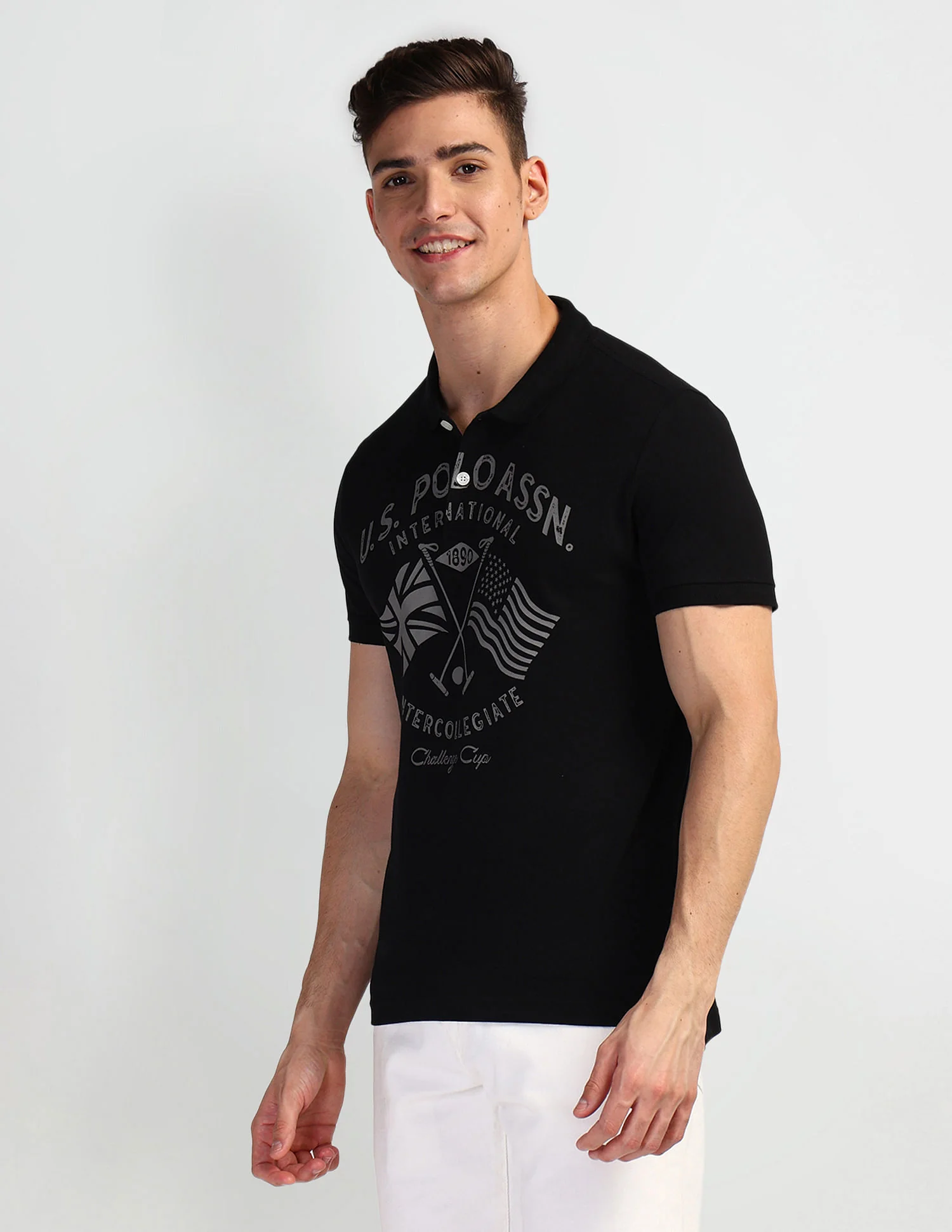 Brand Print Muscle Fit Polo Shirt - Image 3