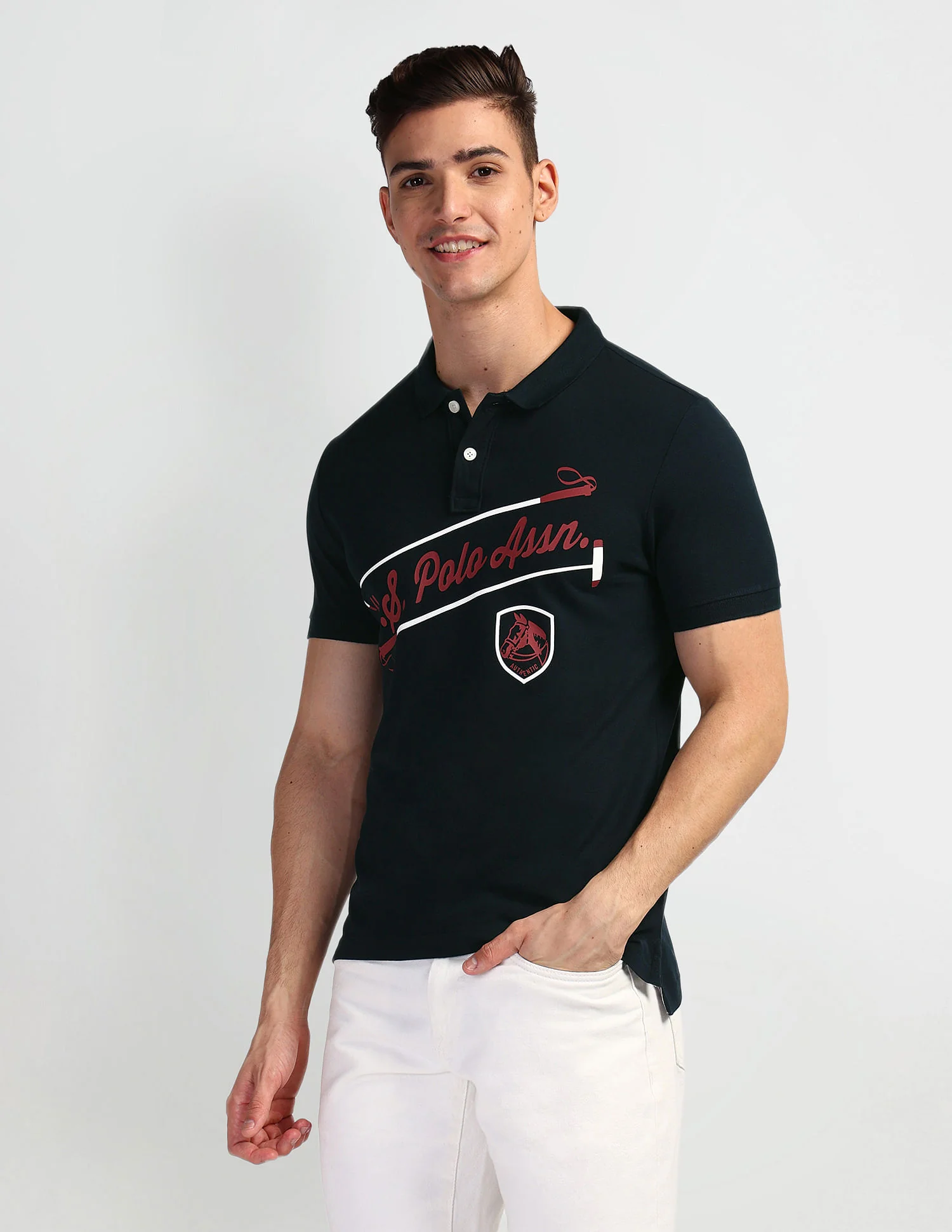 Brand Print Pique Polo Shirt - Image 4