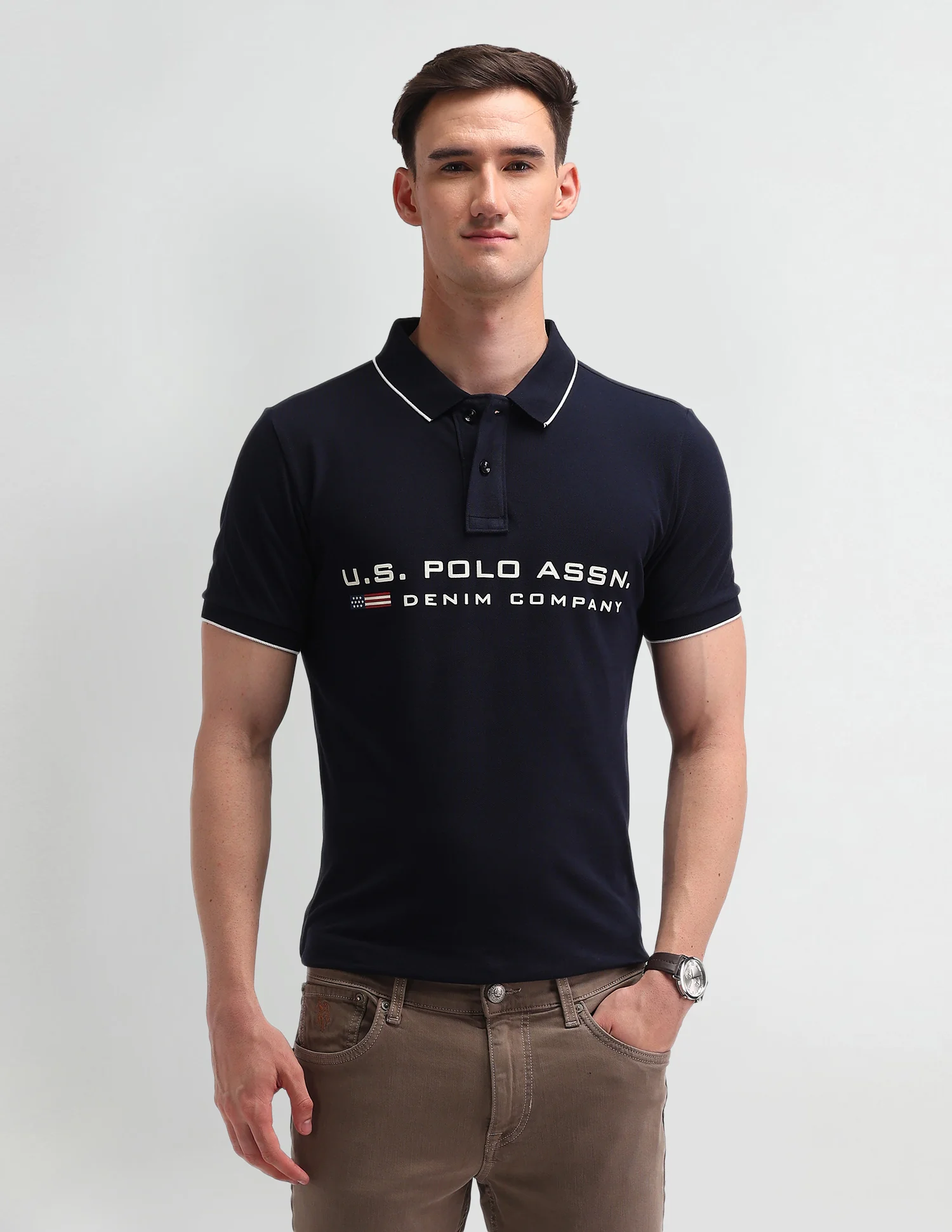 Brand Printed Cotton Polo Shirt
