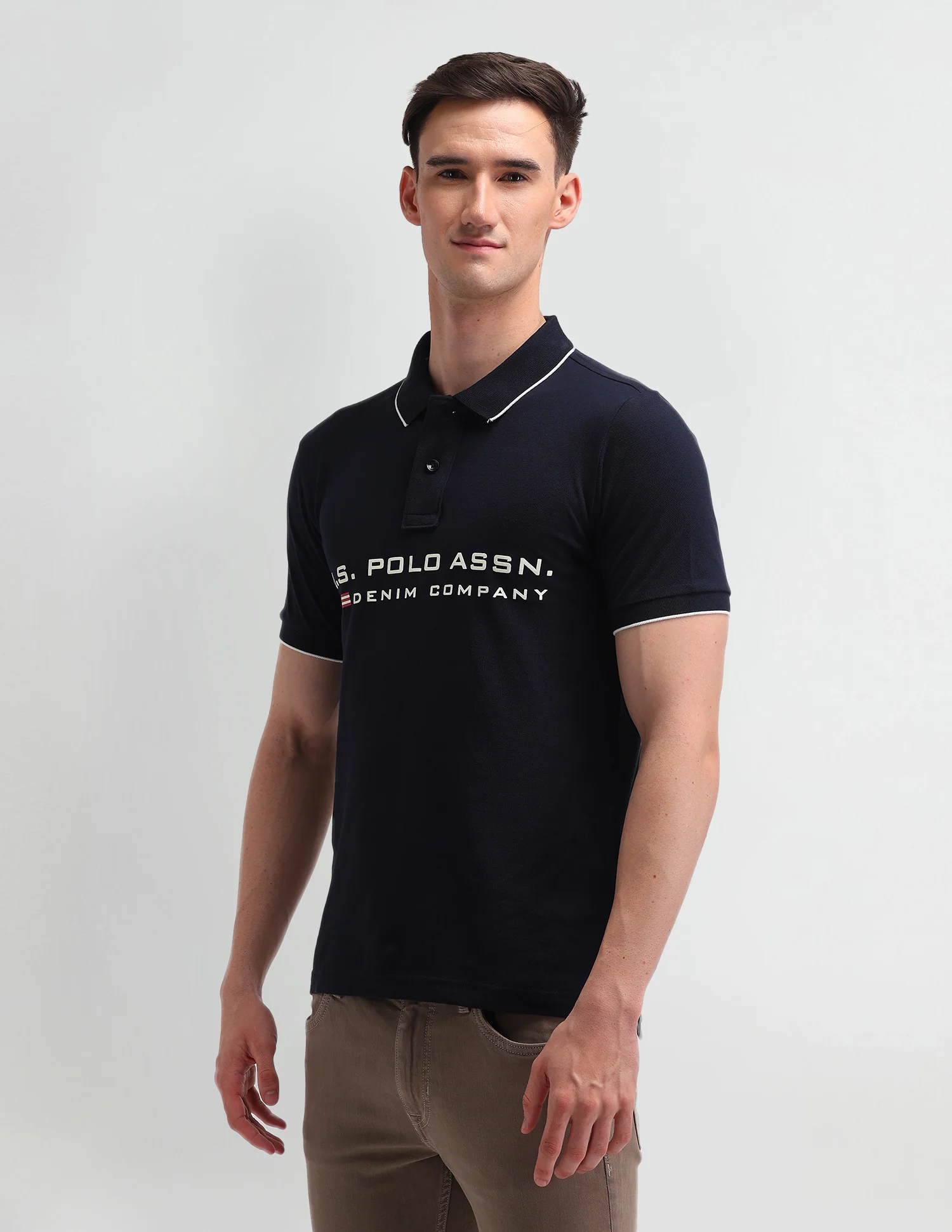 Brand Printed Cotton Polo Shirt - Image 4
