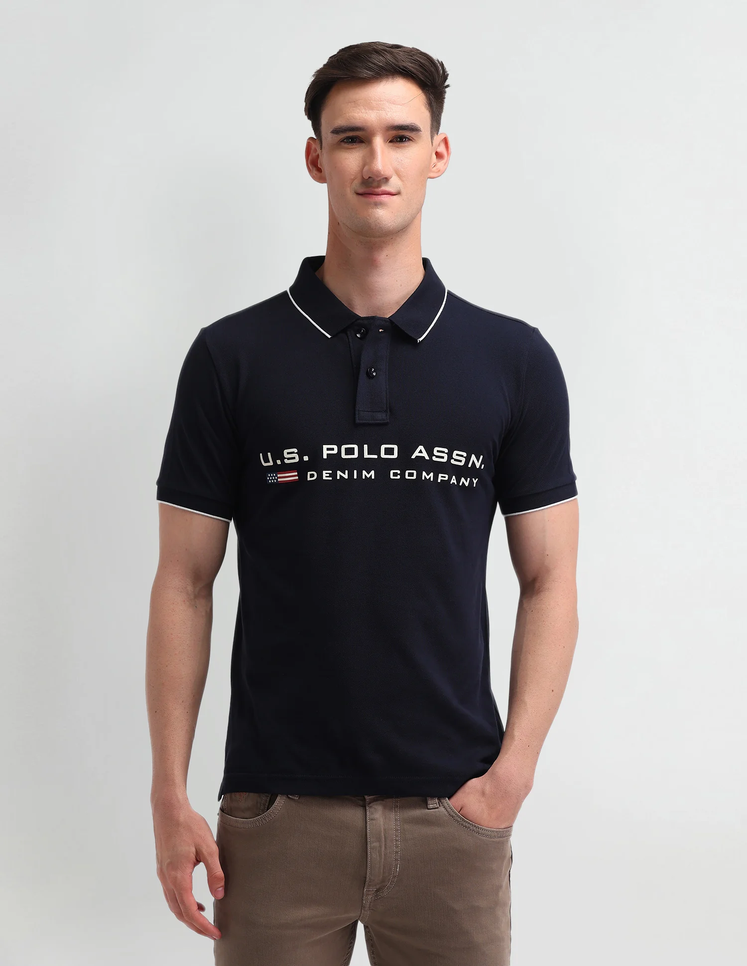 Brand Printed Cotton Polo Shirt - Image 6
