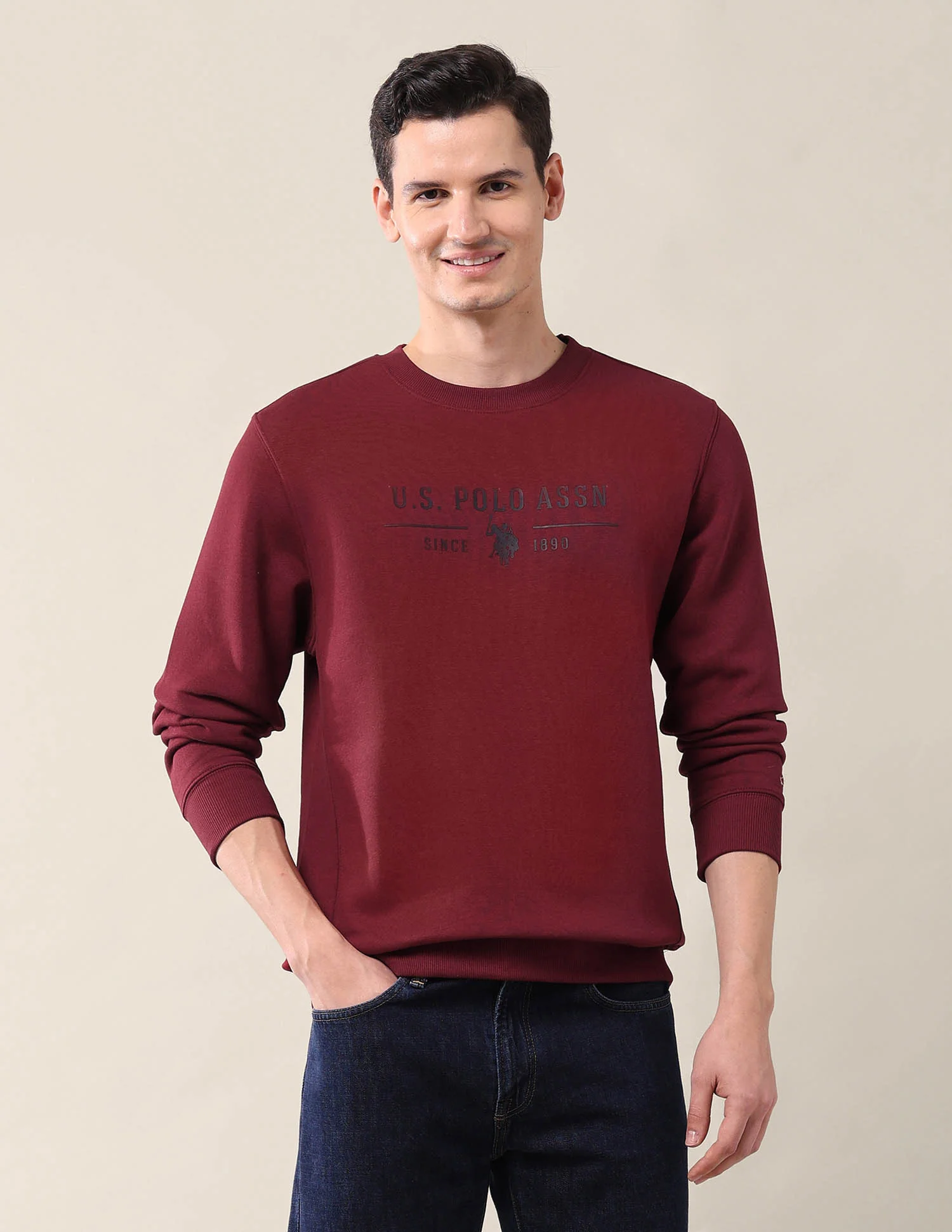 Brand Printed Crew Neck Sweatshirt