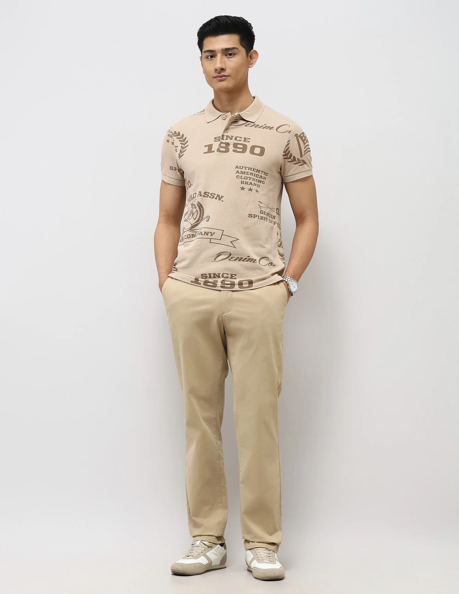 Brand Printed Muscle Fit Polo Shirt - Image 3