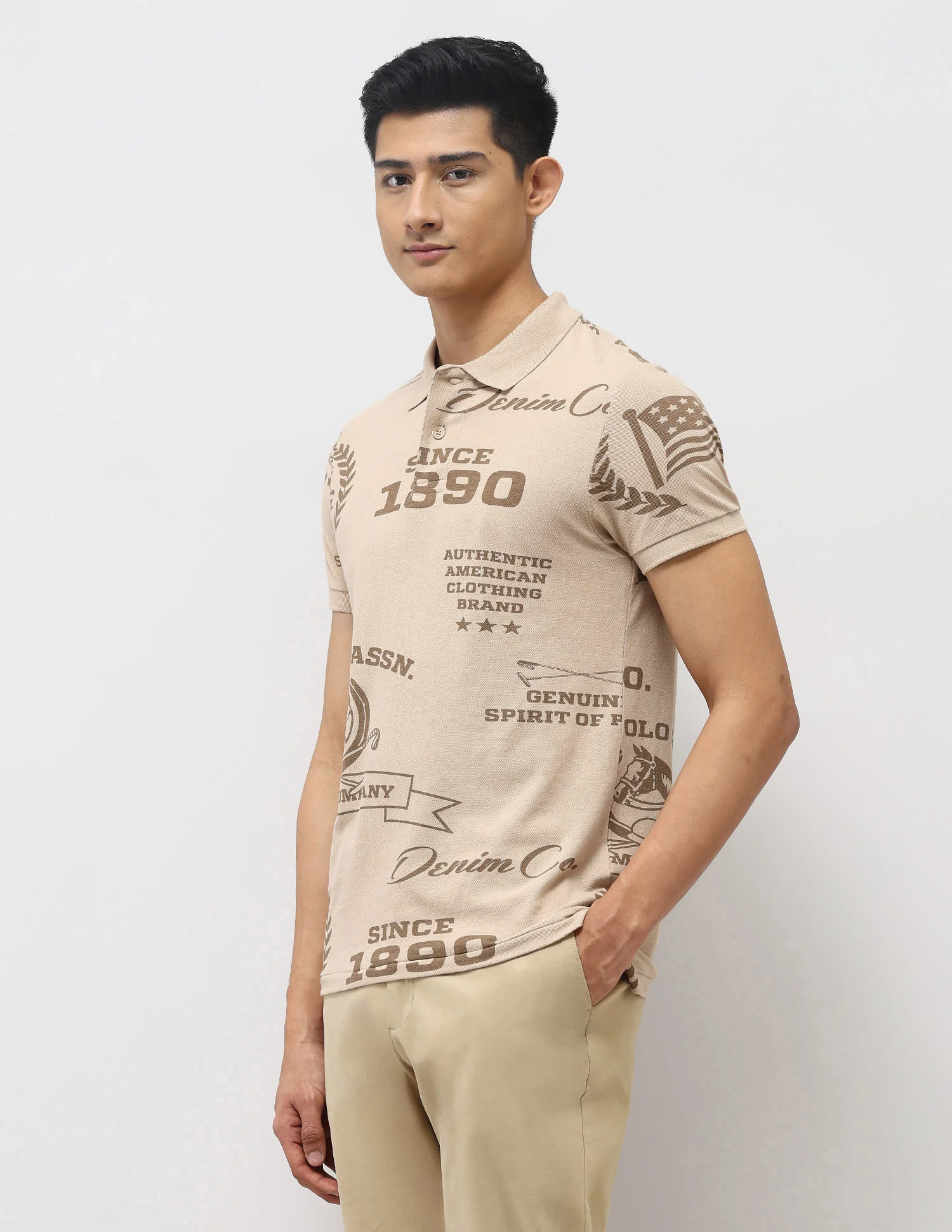 Brand Printed Muscle Fit Polo Shirt - Image 4