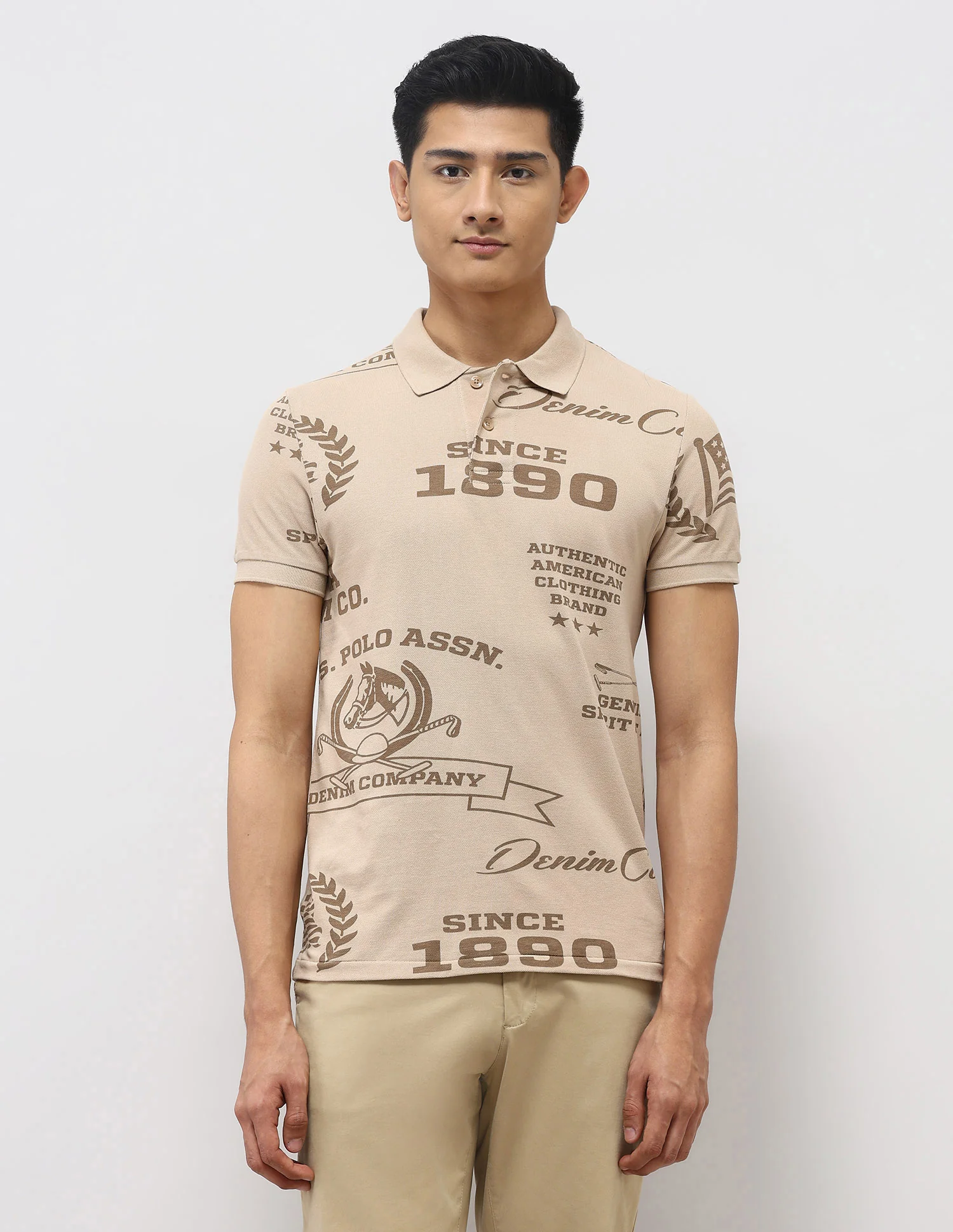 Brand Printed Muscle Fit Polo Shirt - Image 6