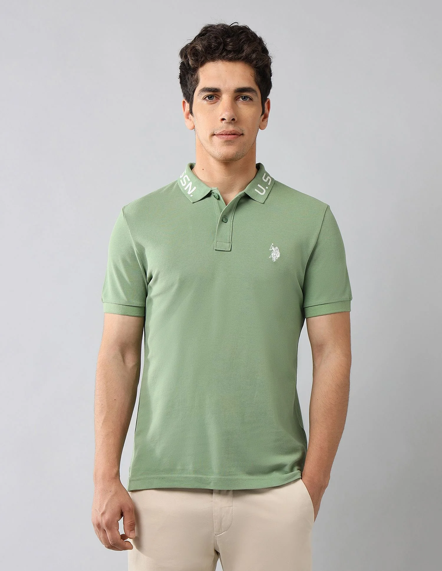 Brand Printed Muscle Fit Polo Shirt - Image 6