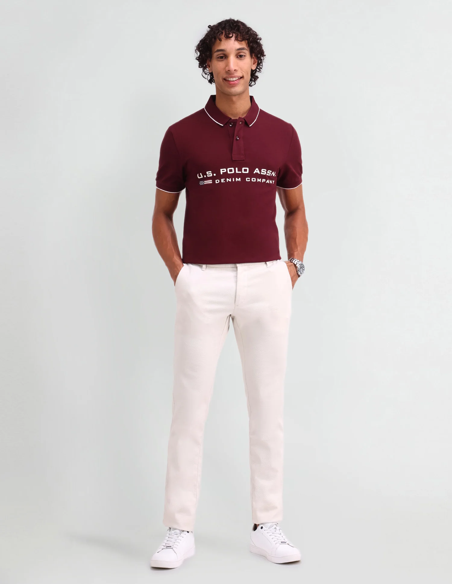 Brand Printed Muscle Fit Polo Shirt - Image 3