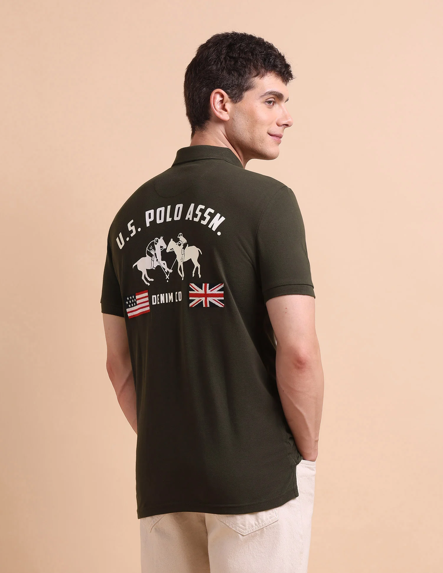 Brand Printed Muscle Fit Polo Shirt