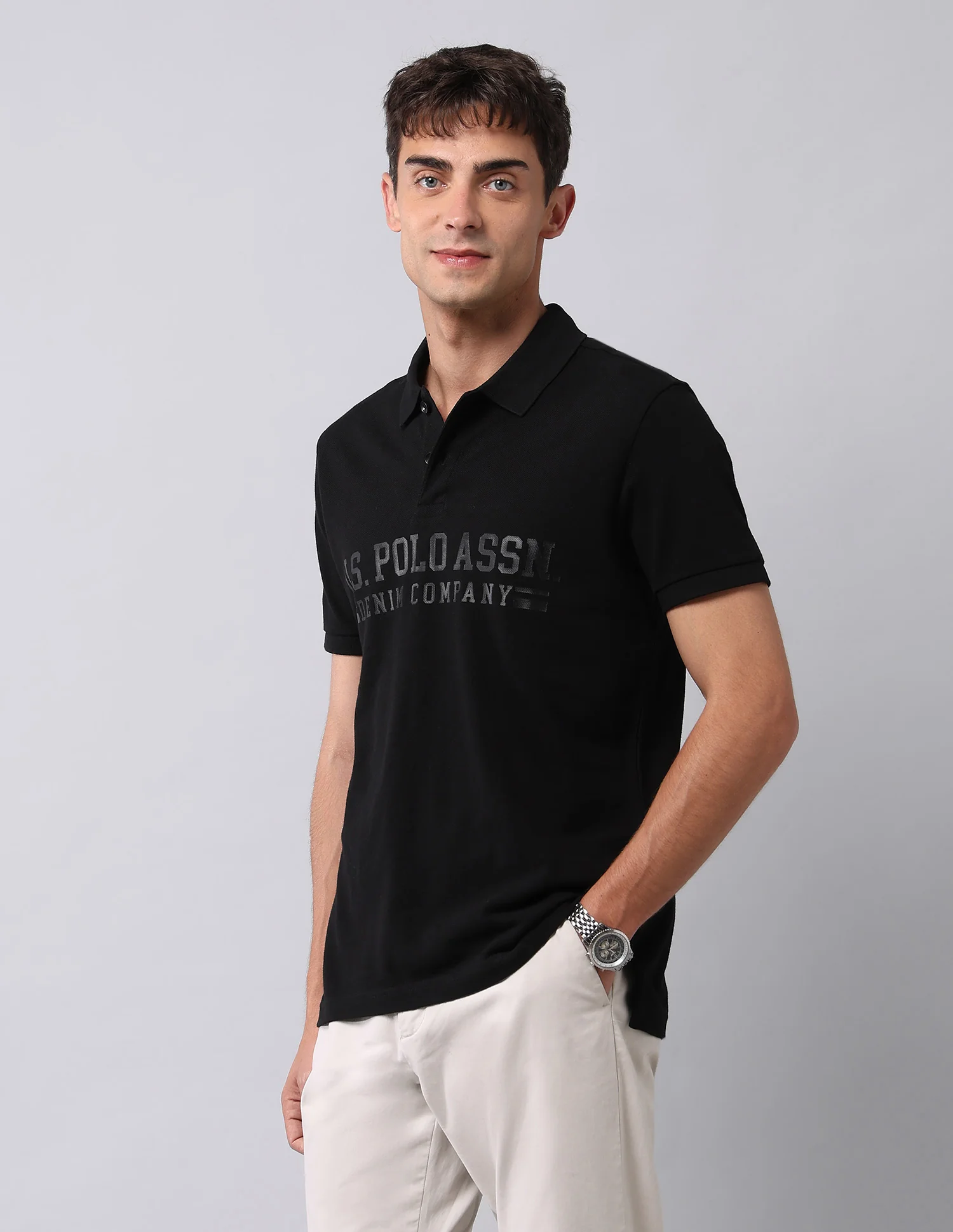 Brand Printed Muscle Fit Polo Shirt