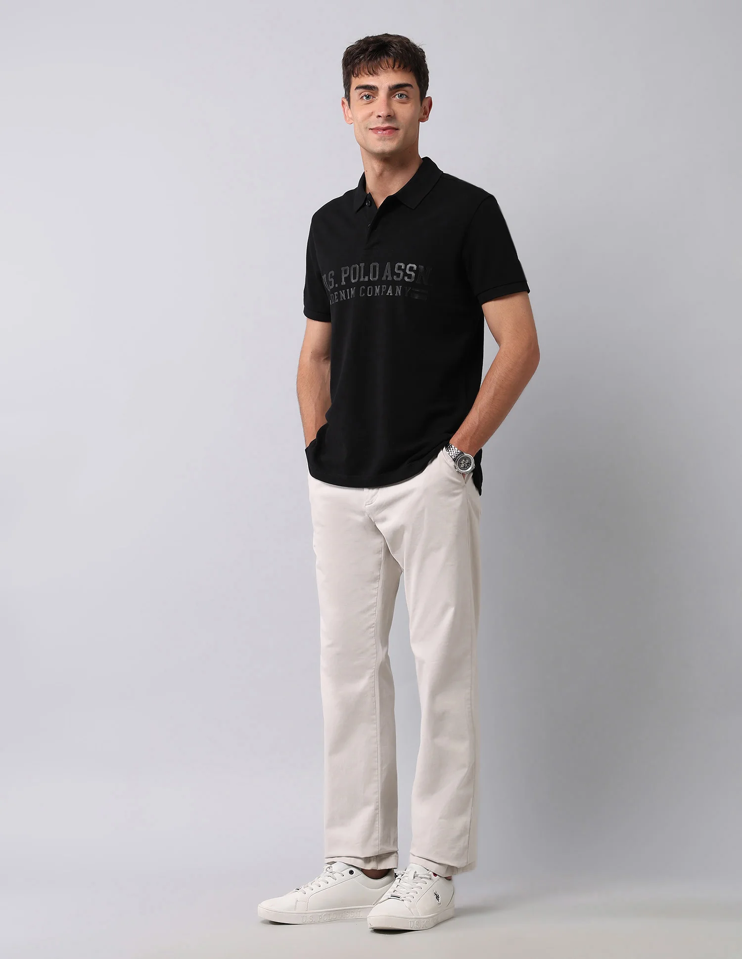 Brand Printed Muscle Fit Polo Shirt - Image 3