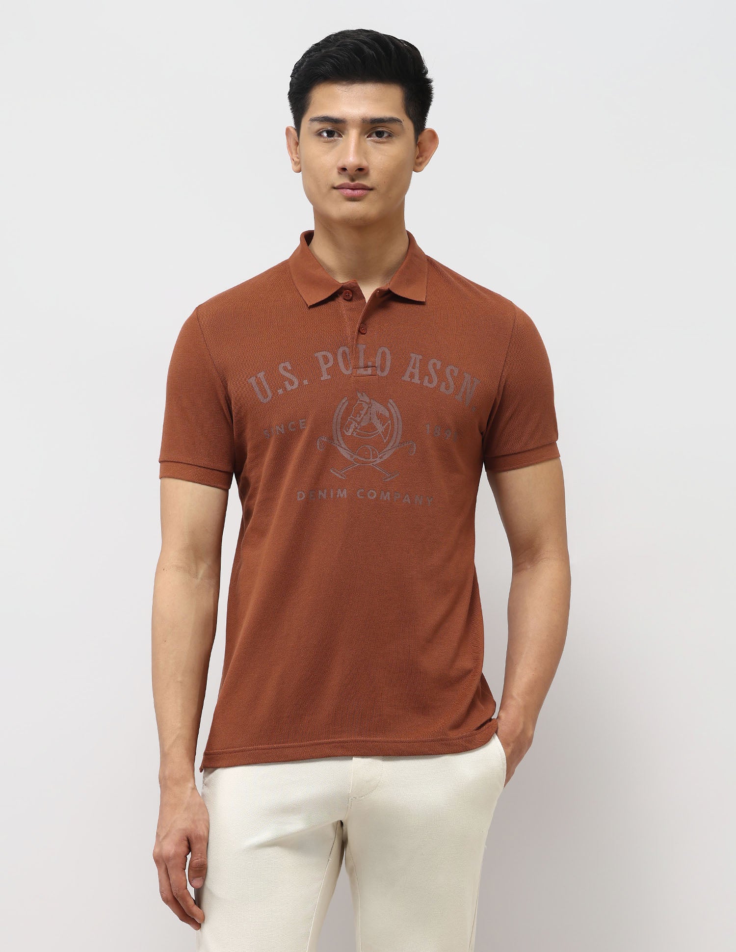 Brand Printed Muscle Fit Polo Shirt - Image 6