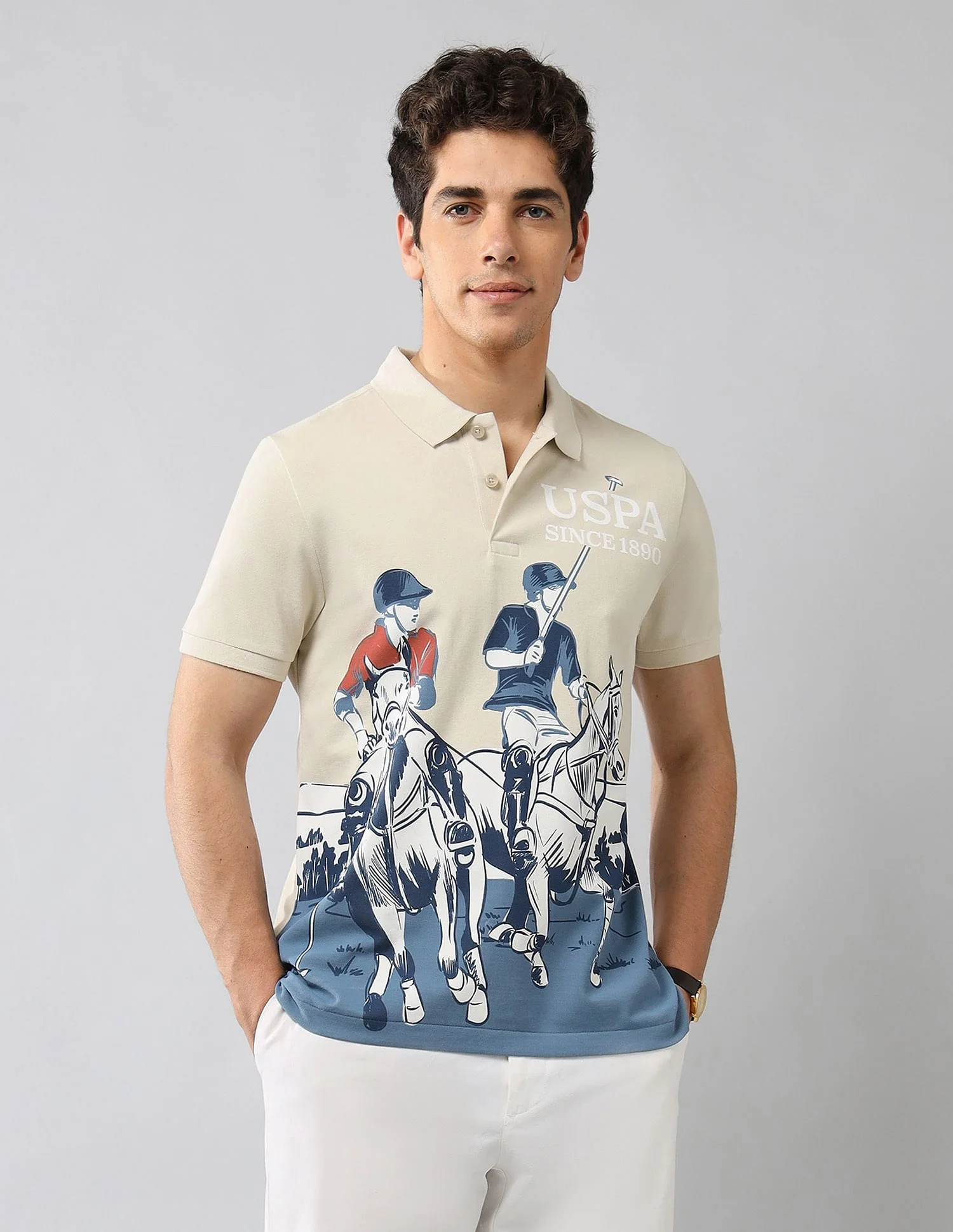 Brand Printed Muscle Fit Polo Shirt
