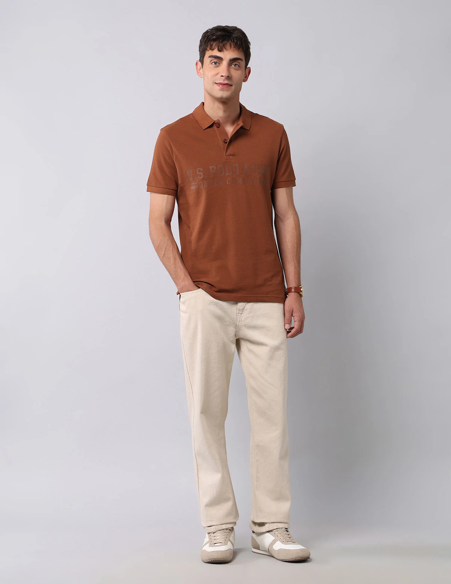 Brand Printed Muscle Fit Polo Shirt - Image 3