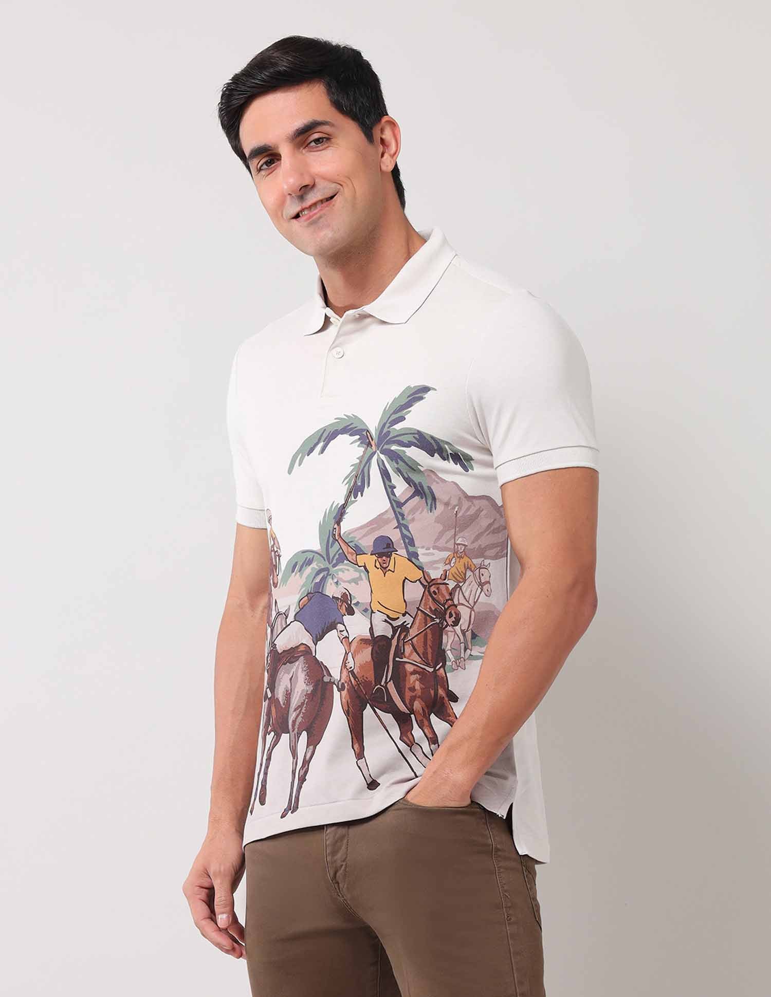 Brand Printed Muscle Fit Polo Shirt - Image 4