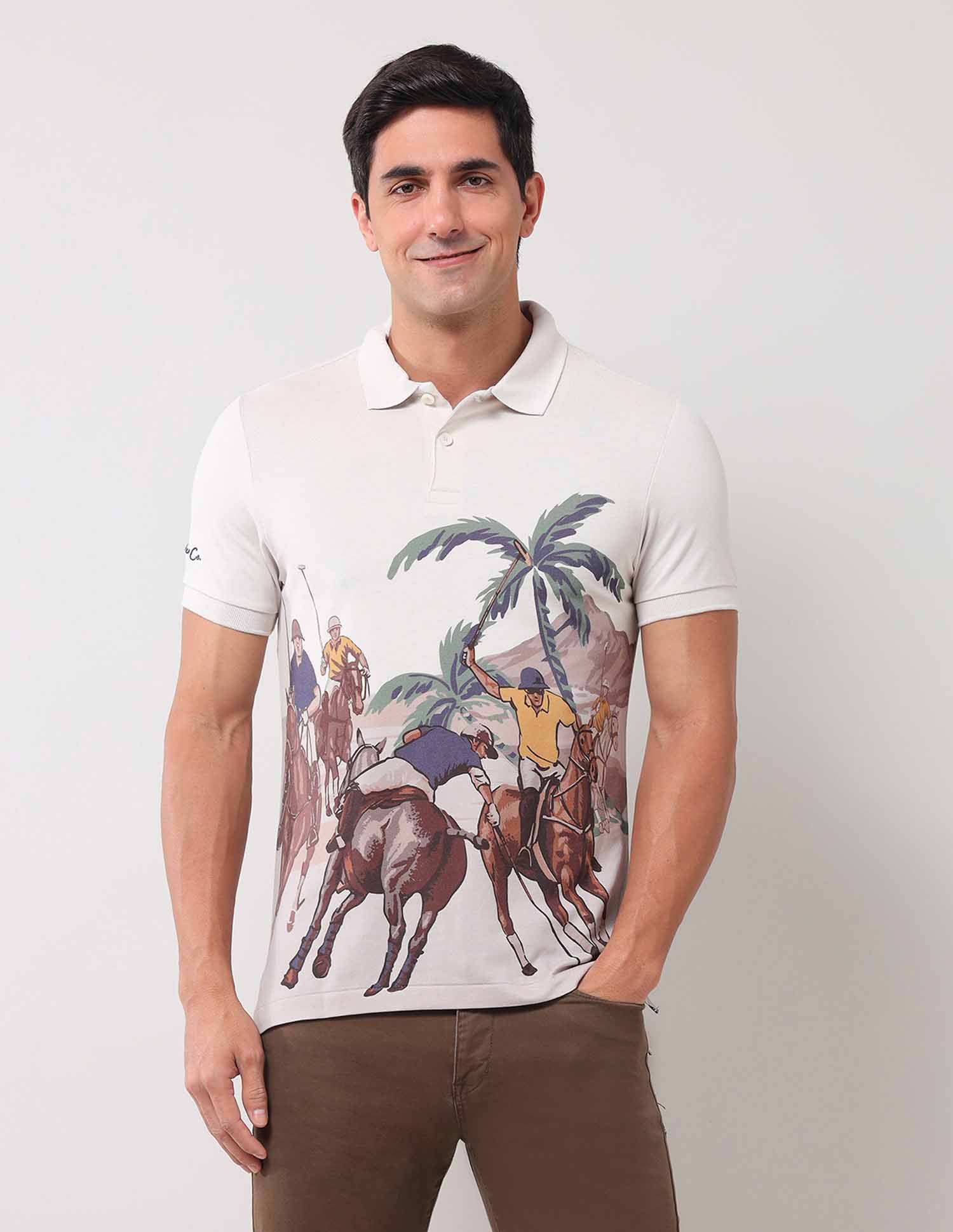 Brand Printed Muscle Fit Polo Shirt - Image 6