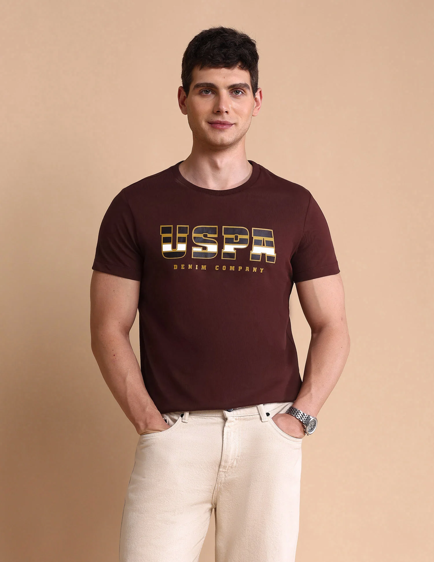 Brand Printed Muscle Fit T-Shirt