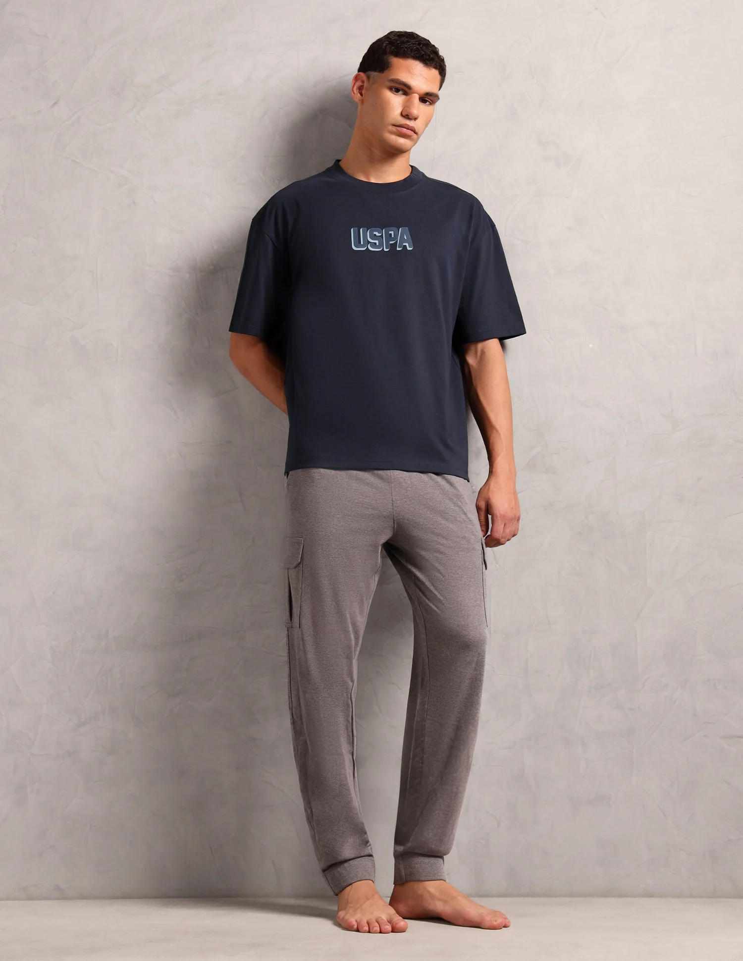 Brand Printed Oversized Fit OEE11 Lounge T-Shirt - Image 3