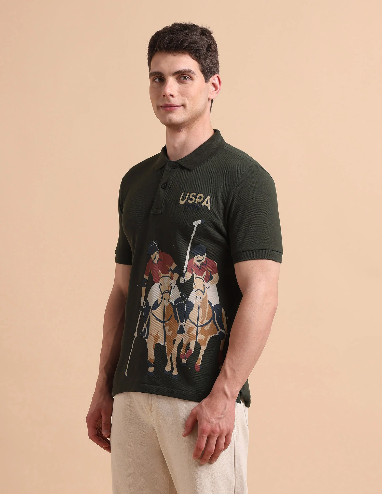 Brand Printed Pure Cotton Polo Shirt - Image 4