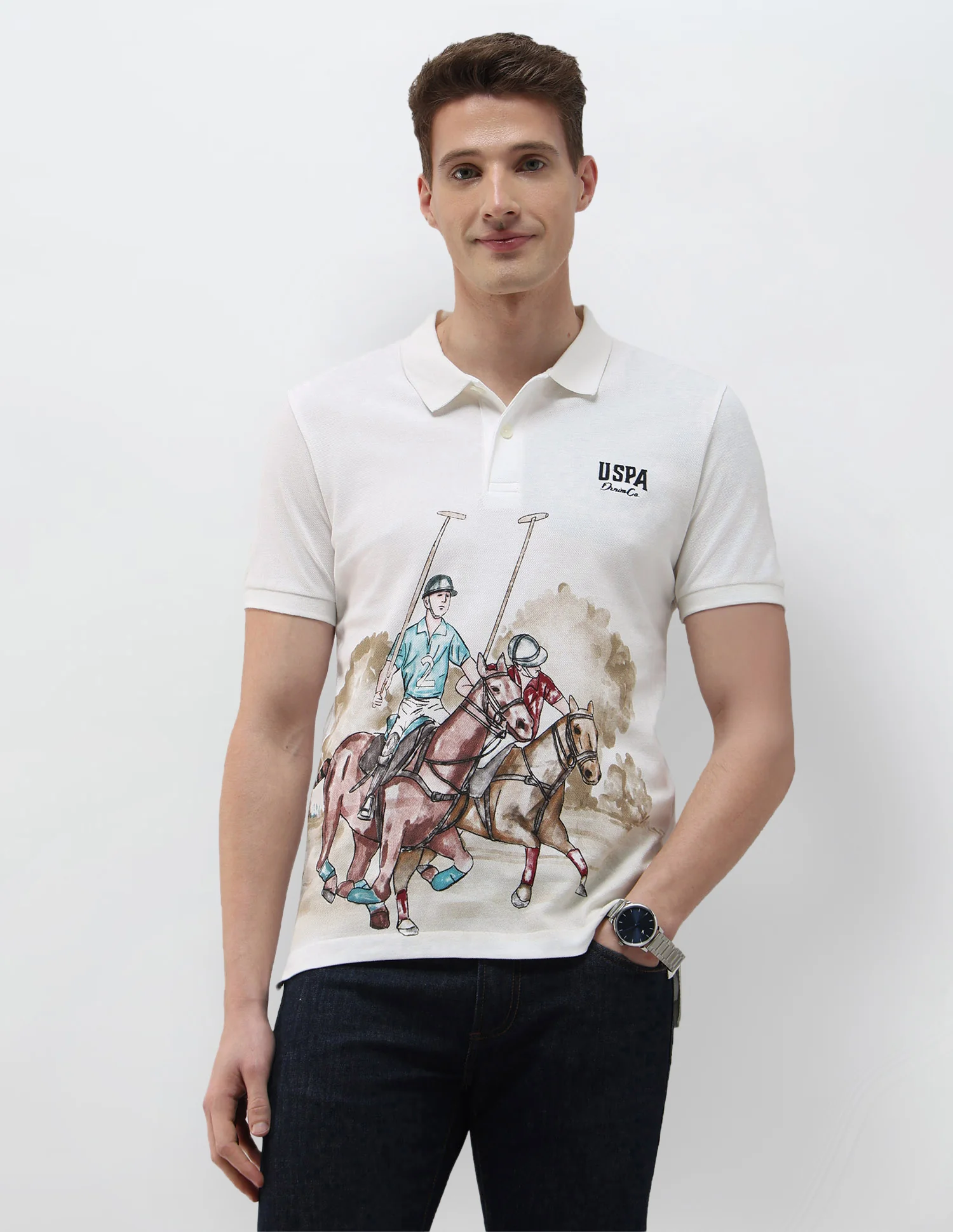 Brand Printed Summer House Polo Shirt