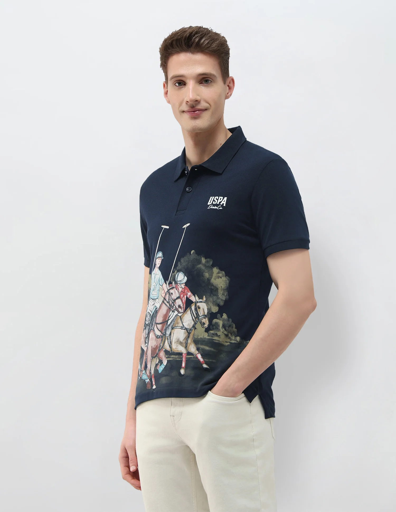Brand Printed Summer House Polo Shirt - Image 4