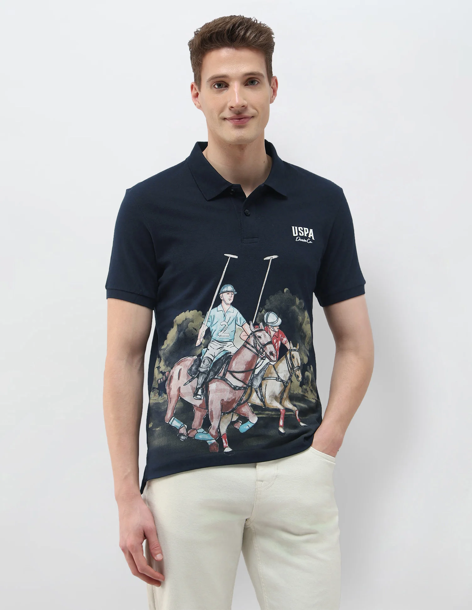 Brand Printed Summer House Polo Shirt - Image 6