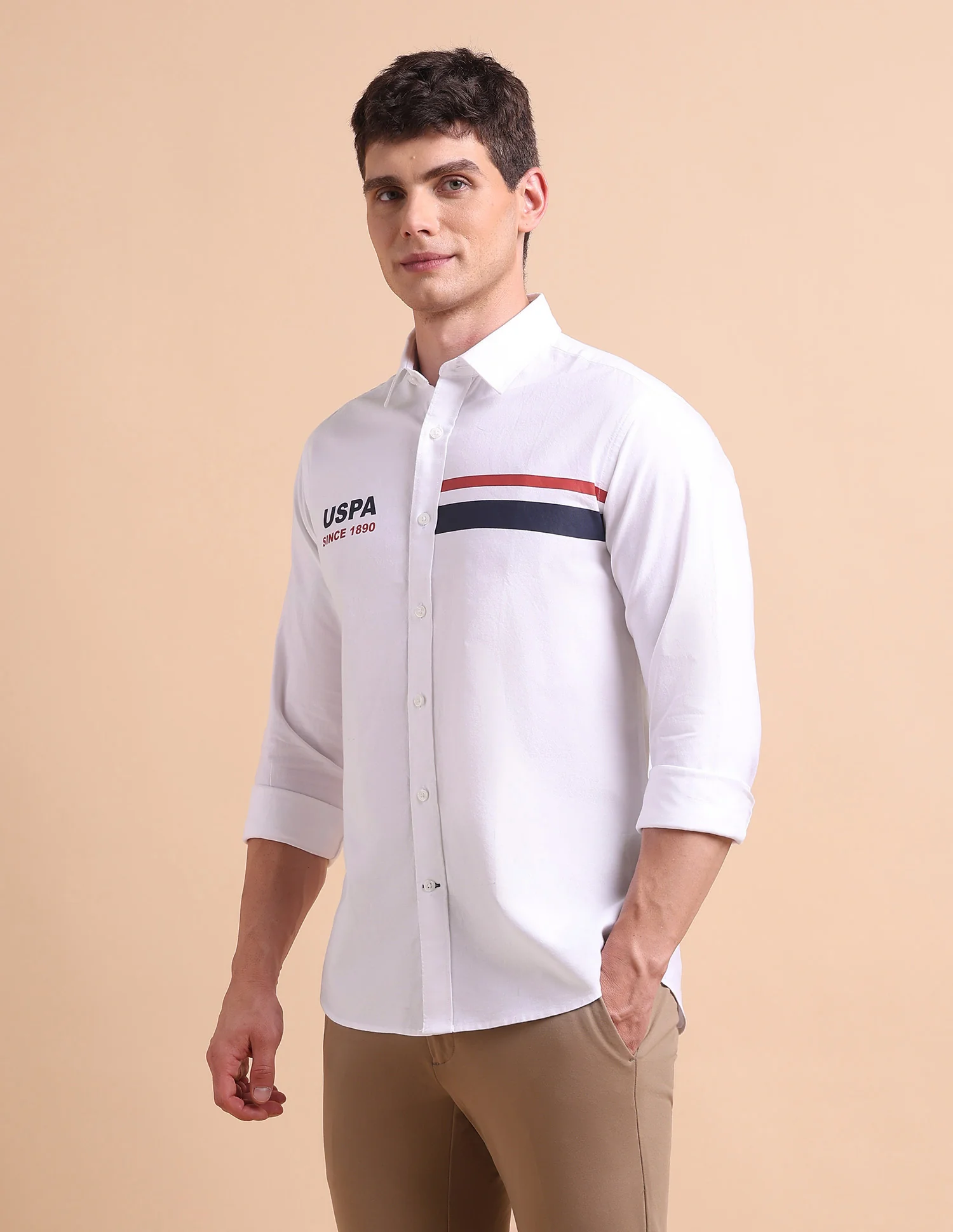 Brand Printed Tailored Fit Oxford Shirt - Image 4