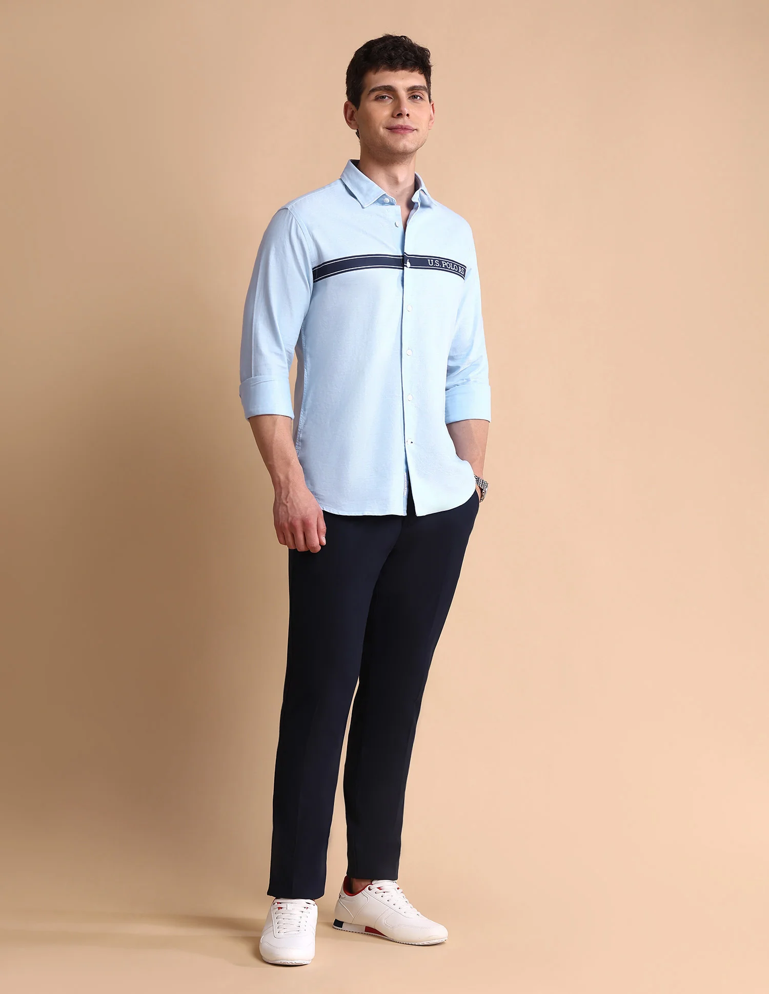 Brand Printed Tailored Fit Oxford Shirt - Image 3