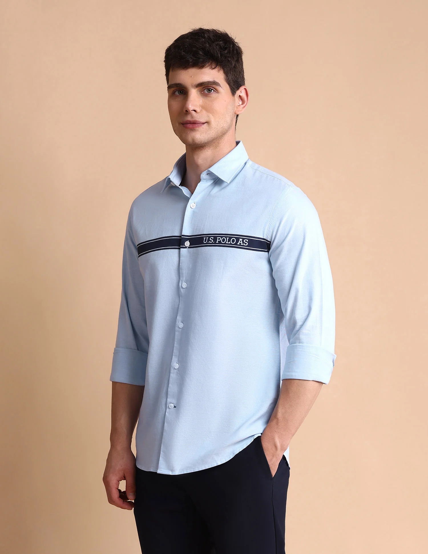 Brand Printed Tailored Fit Oxford Shirt - Image 4