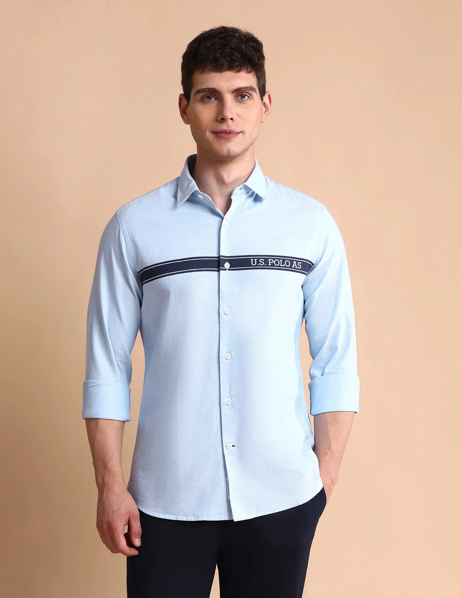 Brand Printed Tailored Fit Oxford Shirt - Image 6