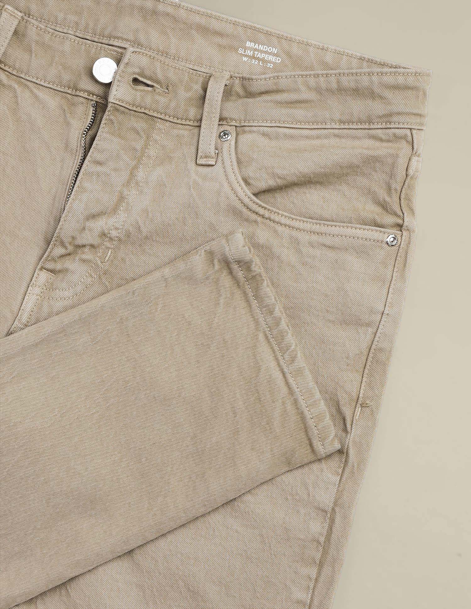 Brandon Slim Tapered Fit Beige Jeans - Image 2