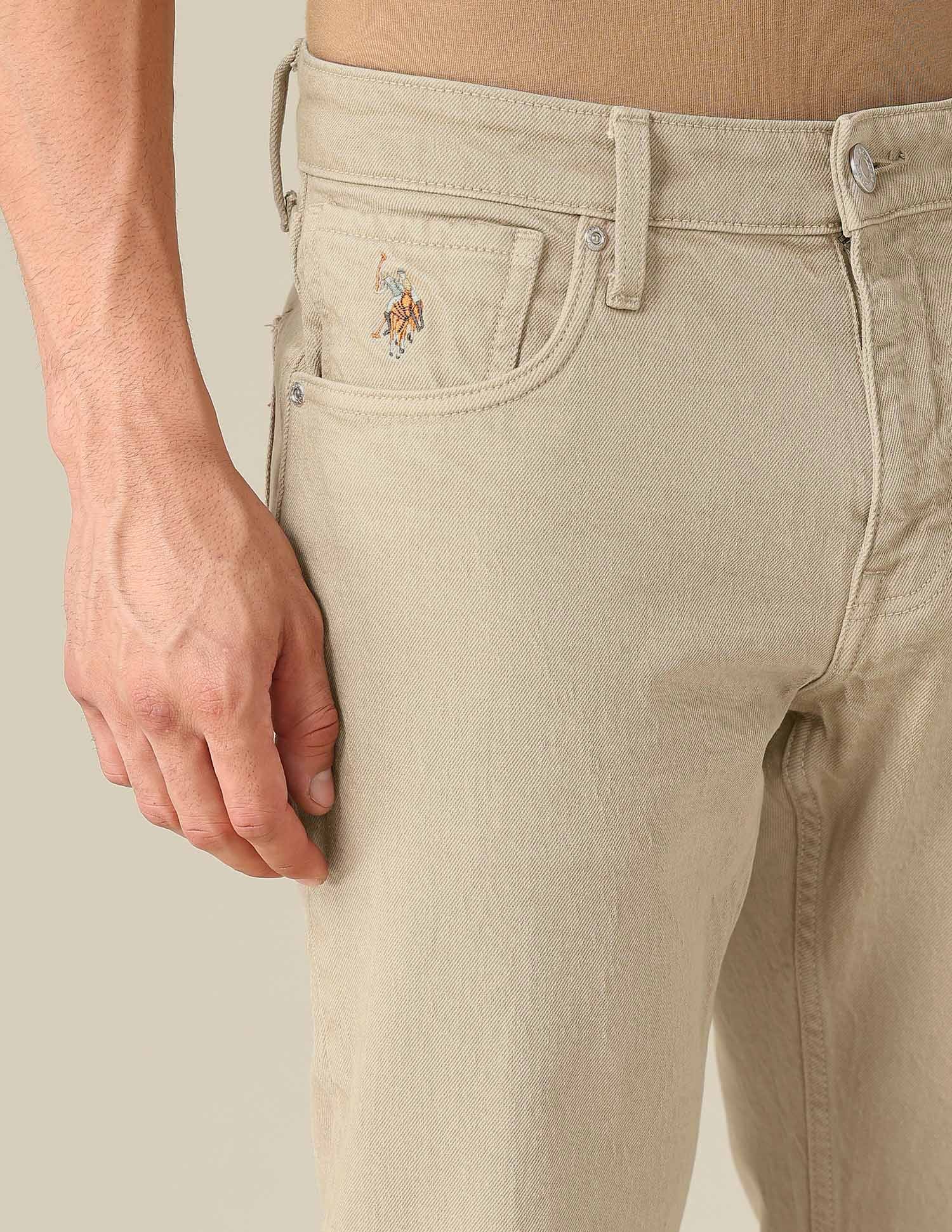 Brandon Slim Tapered Fit Beige Jeans - Image 7