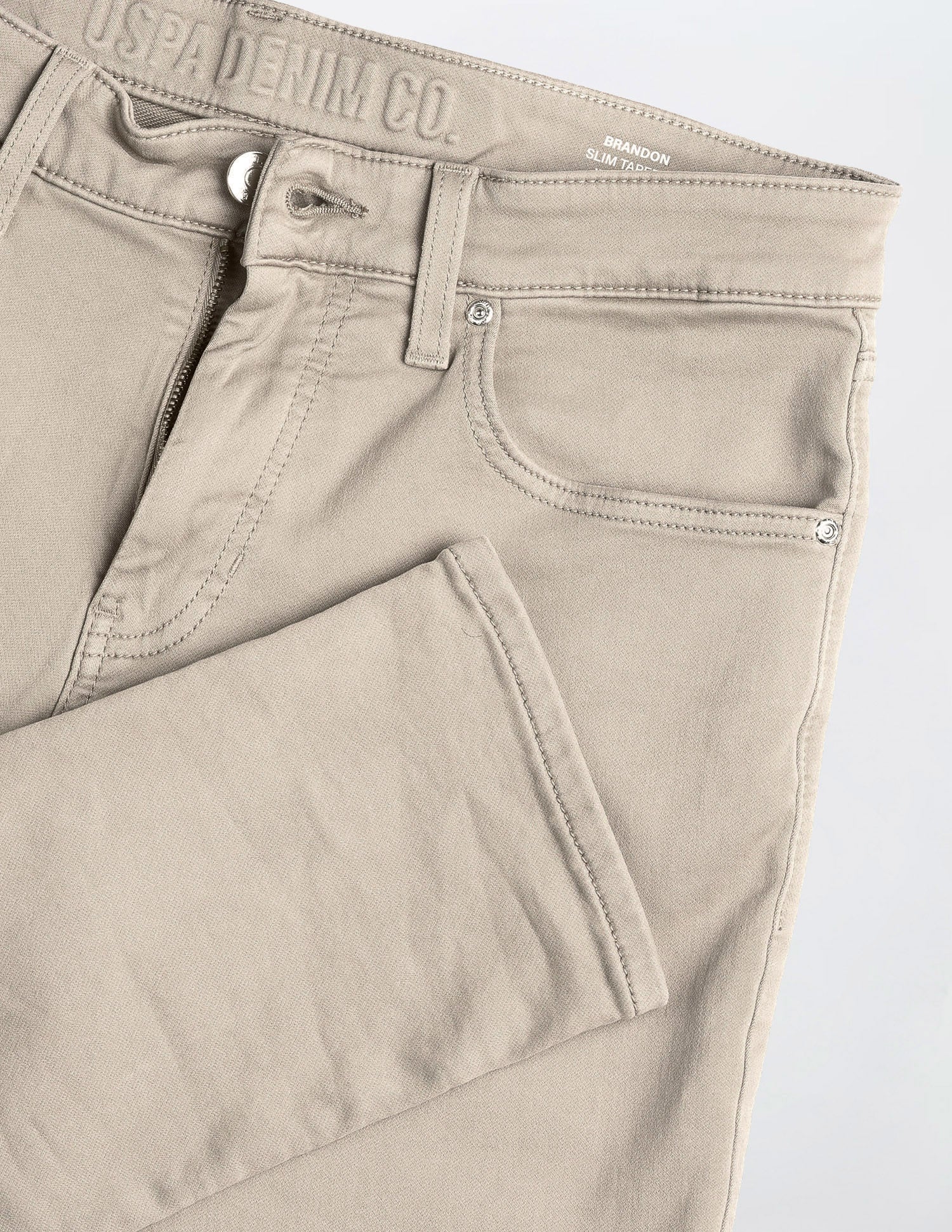 Brandon Slim Tapered Fit Beige Jeans - Image 2