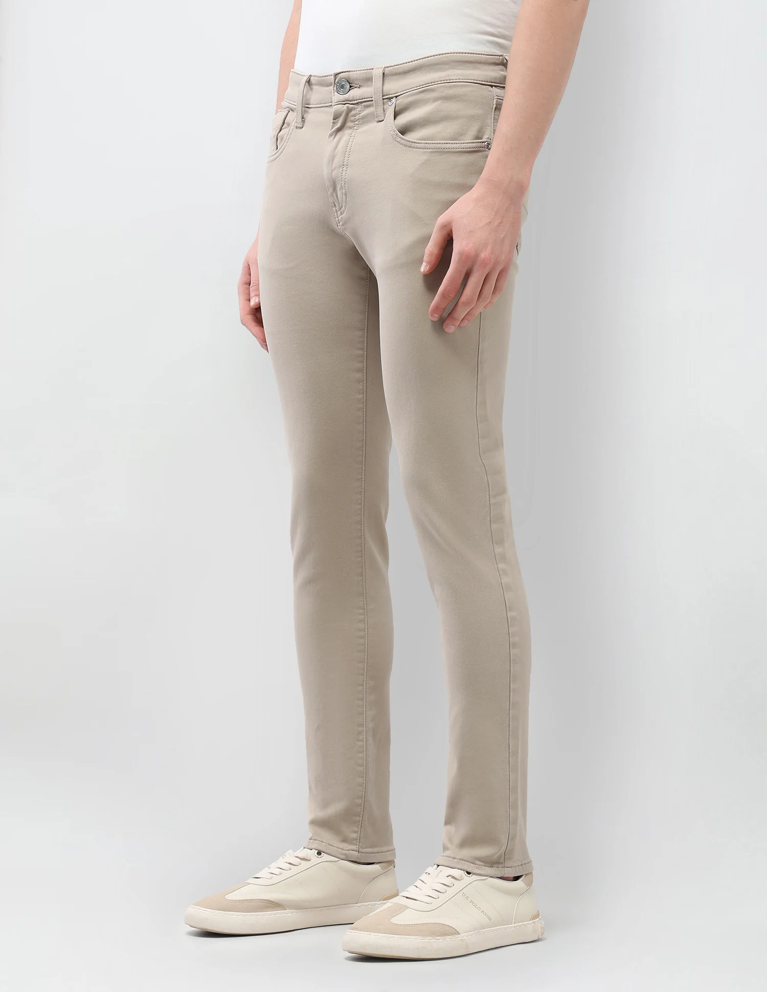 Brandon Slim Tapered Fit Beige Jeans - Image 4