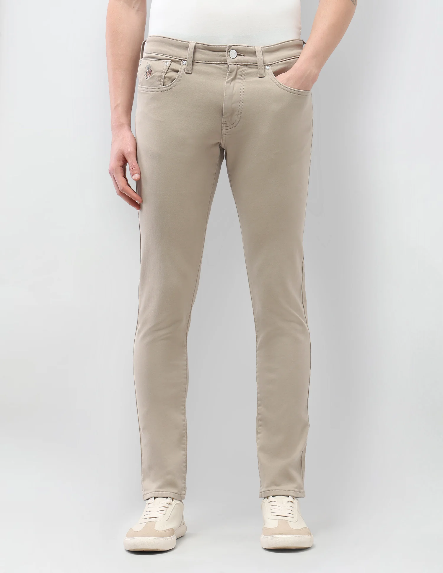Brandon Slim Tapered Fit Beige Jeans - Image 6