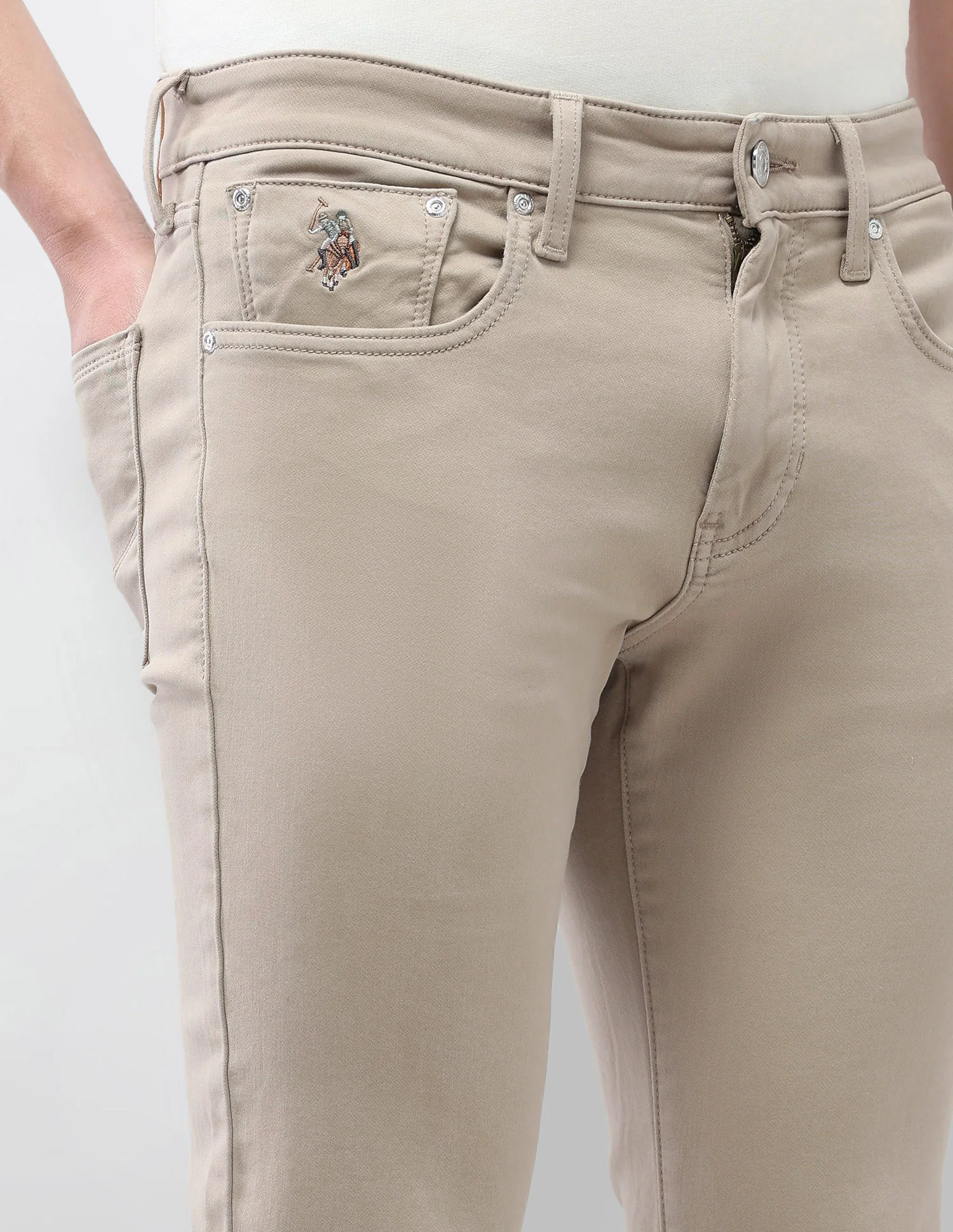 Brandon Slim Tapered Fit Beige Jeans - Image 7