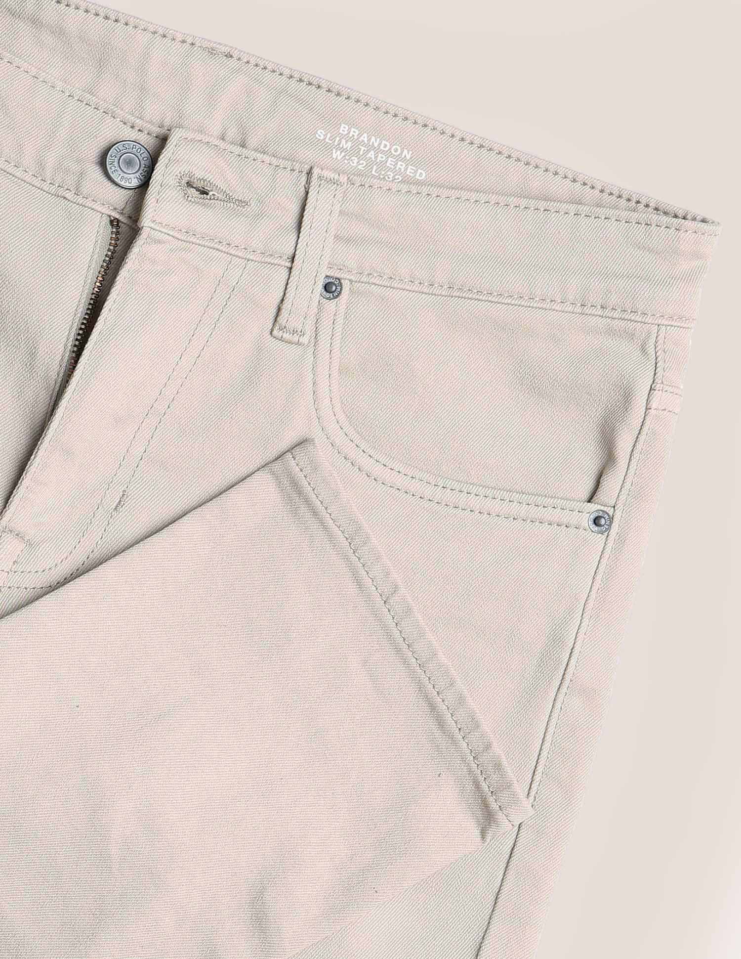 Brandon Slim Tapered Fit Beige Jeans - Image 2