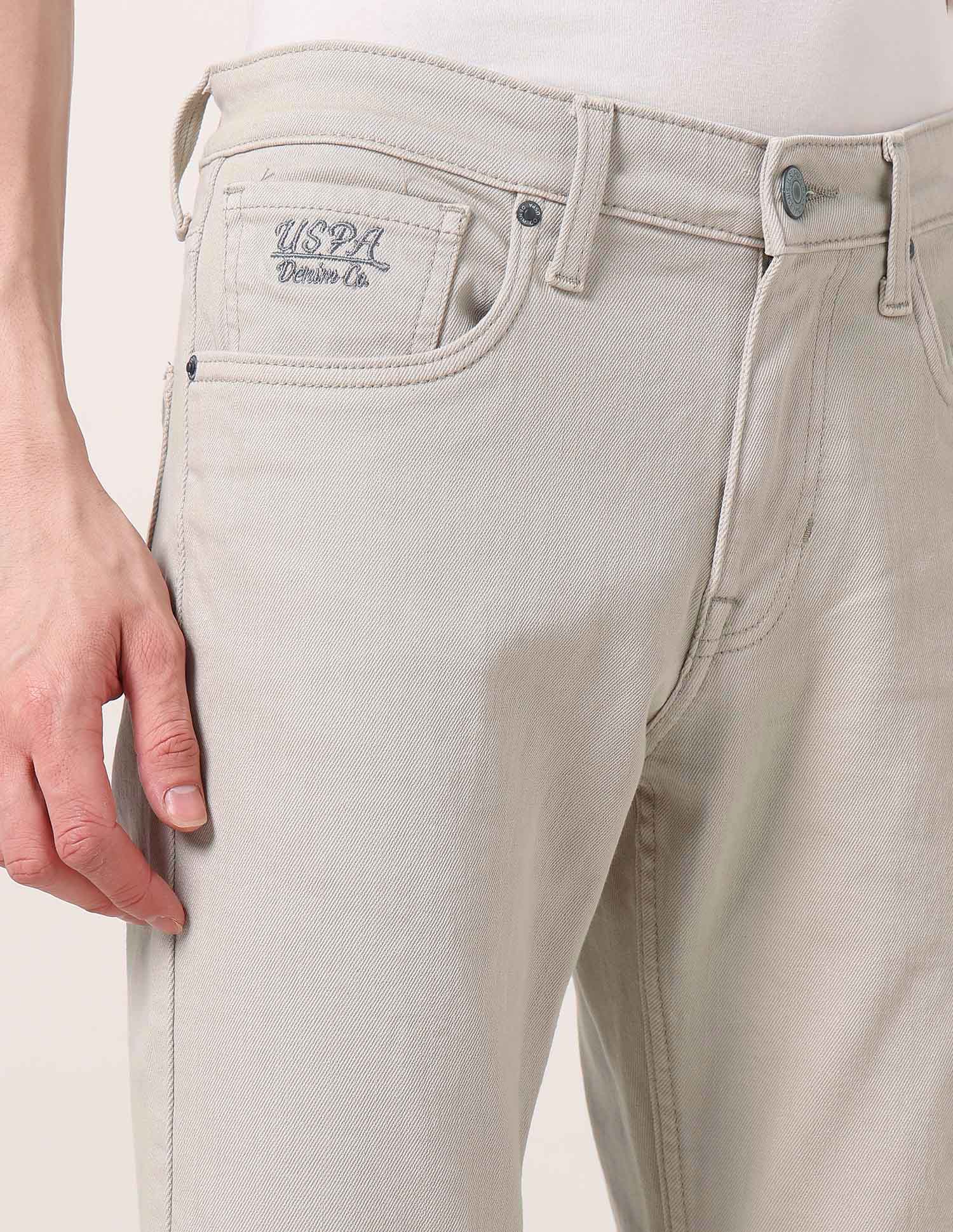 Brandon Slim Tapered Fit Beige Jeans - Image 7