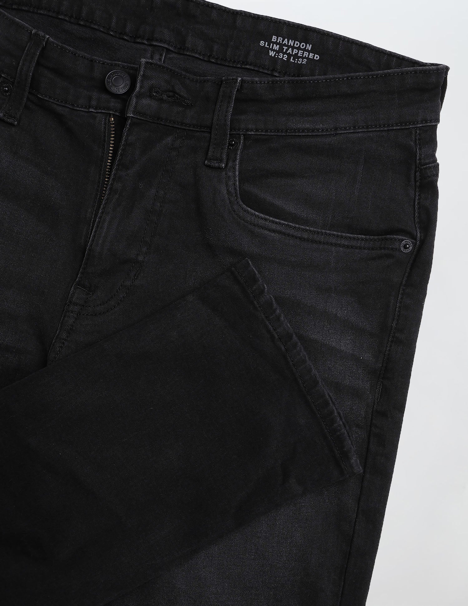 Brandon Slim Tapered Fit Black Jeans - Image 2