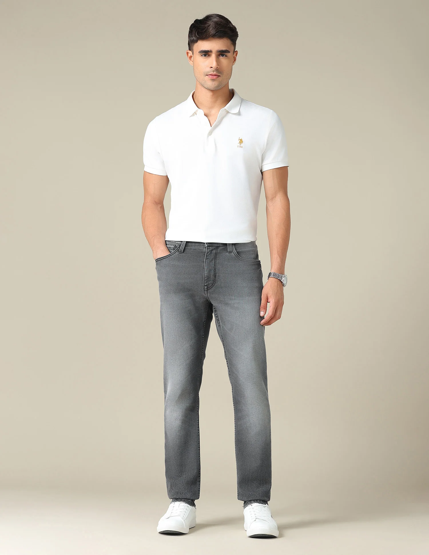 Brandon Slim Tapered Fit Black Jeans - Image 3