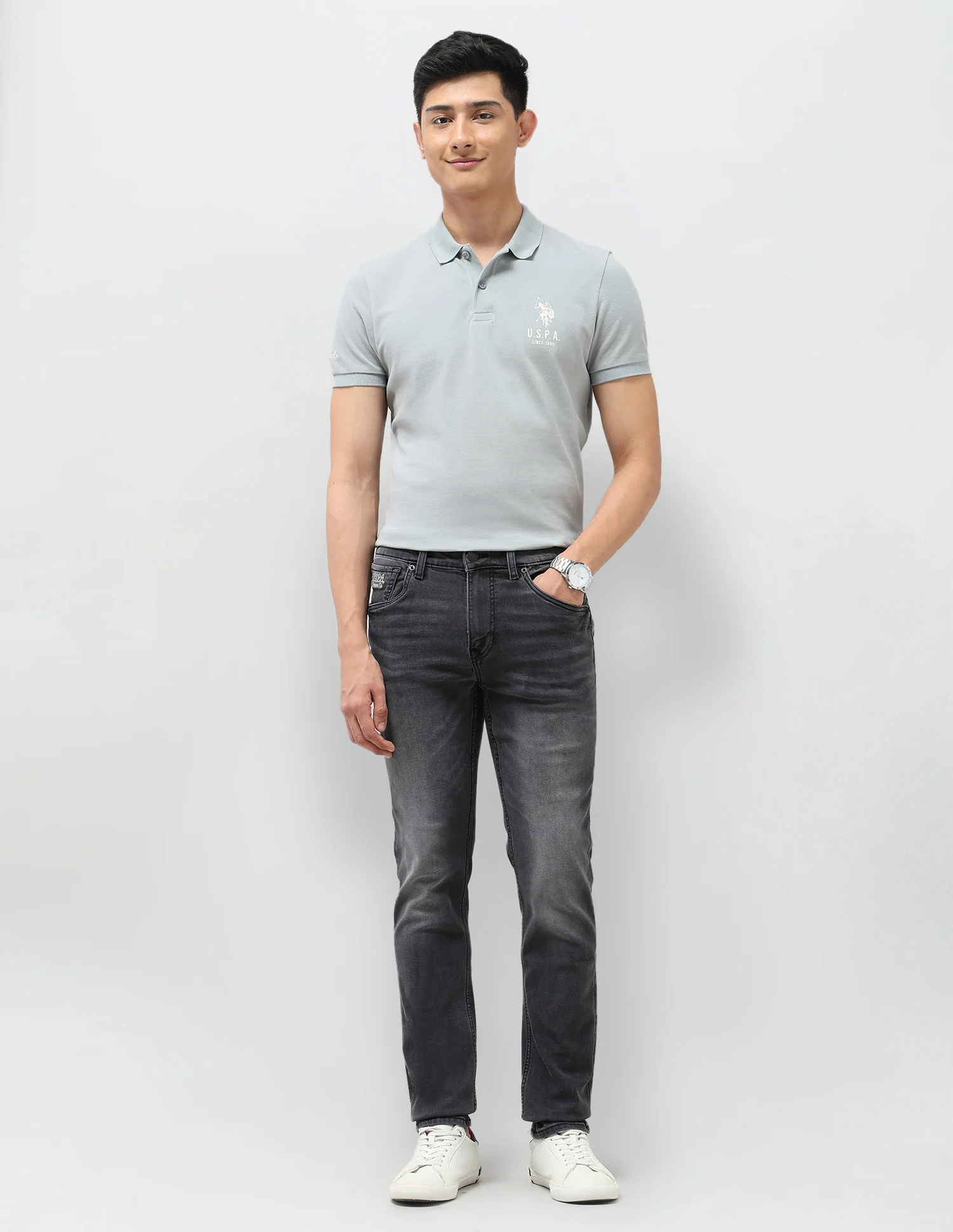 Brandon Slim Tapered Fit Black Jeans - Image 3