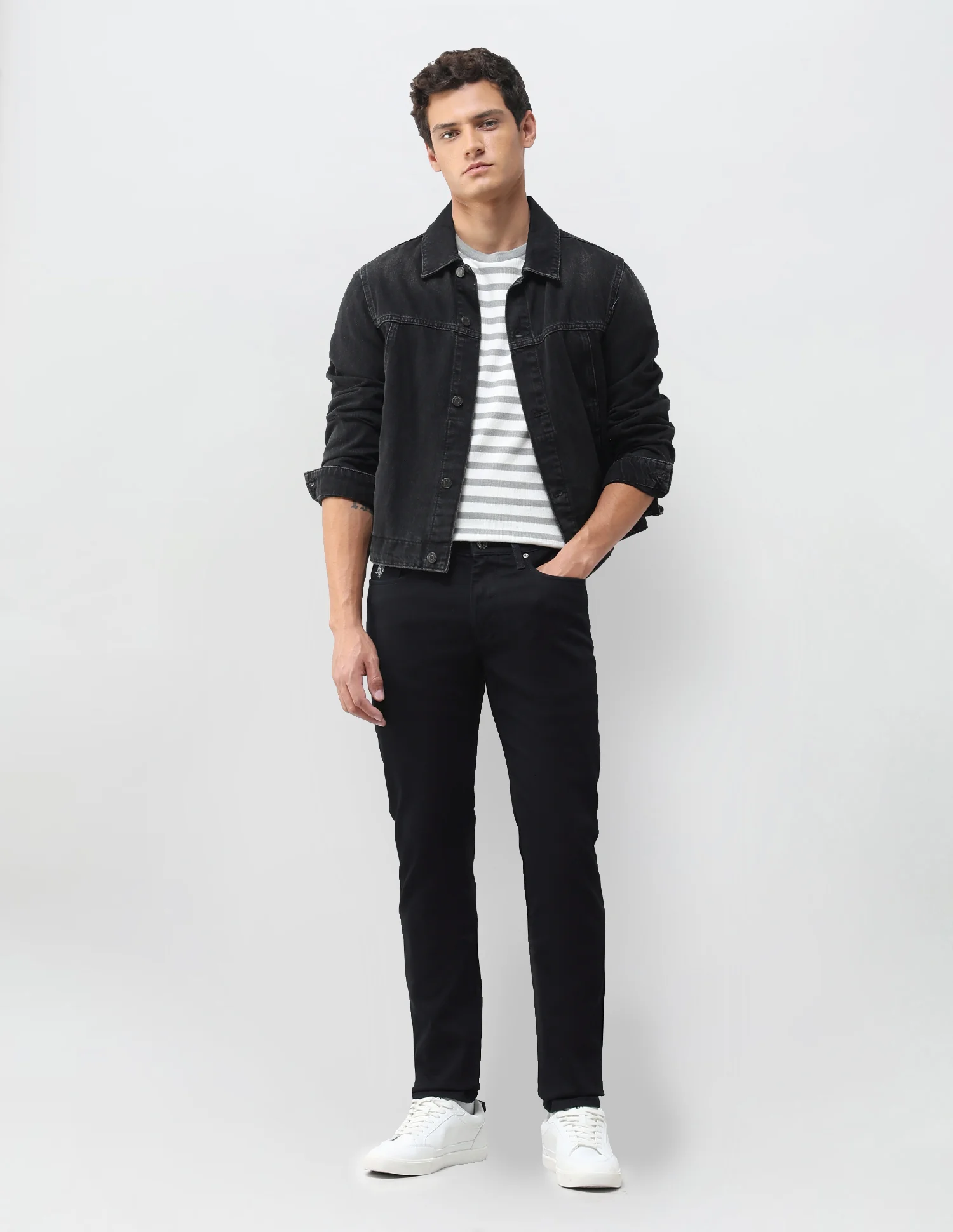 Brandon Slim Tapered Fit Black Jeans - Image 3