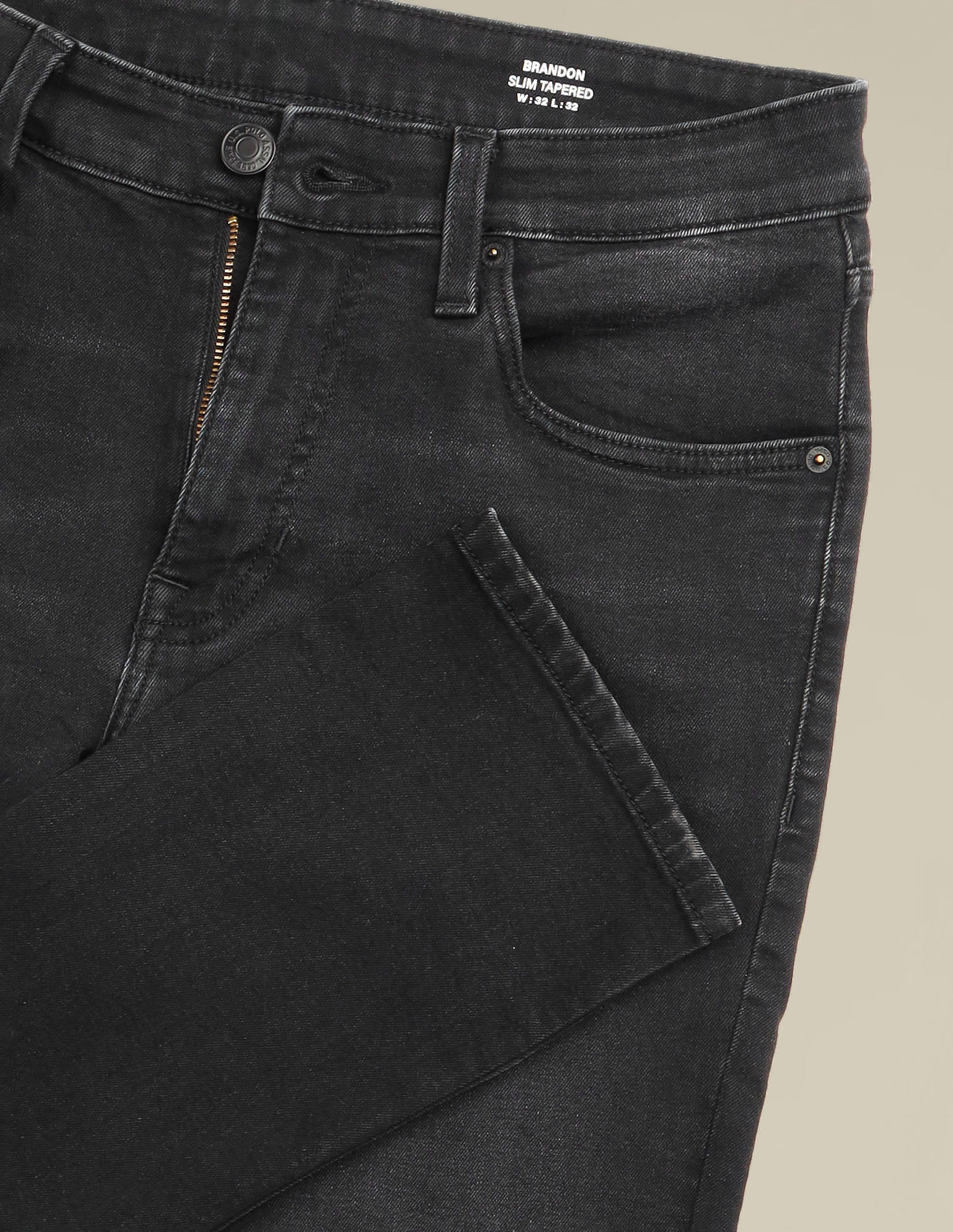 Brandon Slim Tapered Fit Black Jeans - Image 2