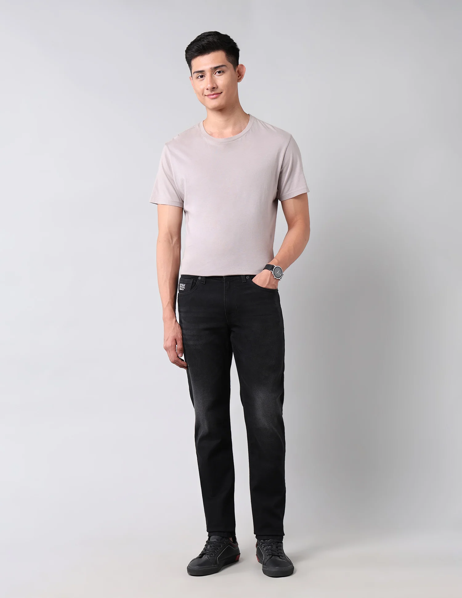 Brandon Slim Tapered Fit Black Jeans - Image 3
