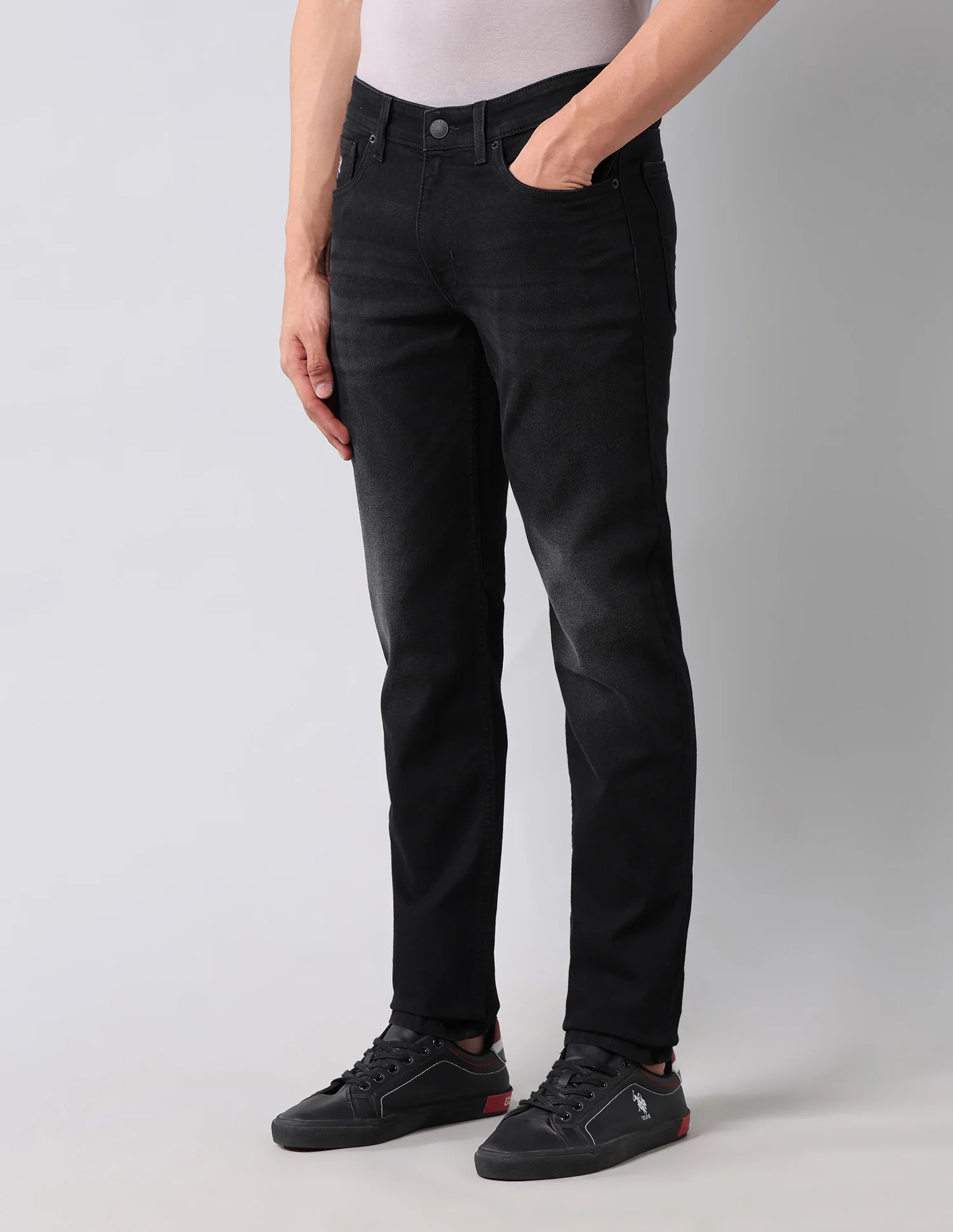 Brandon Slim Tapered Fit Black Jeans - Image 4