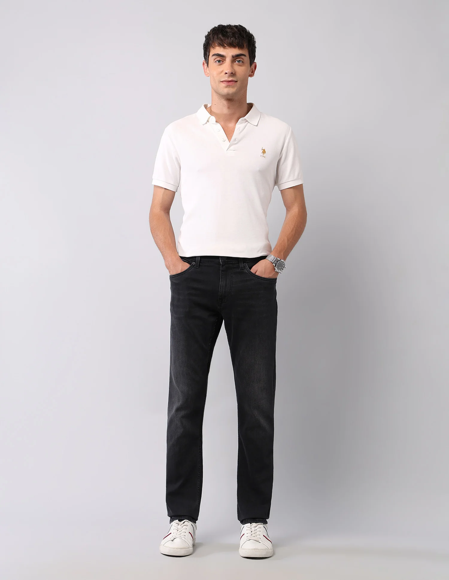 Brandon Slim Tapered Fit Black Jeans - Image 3
