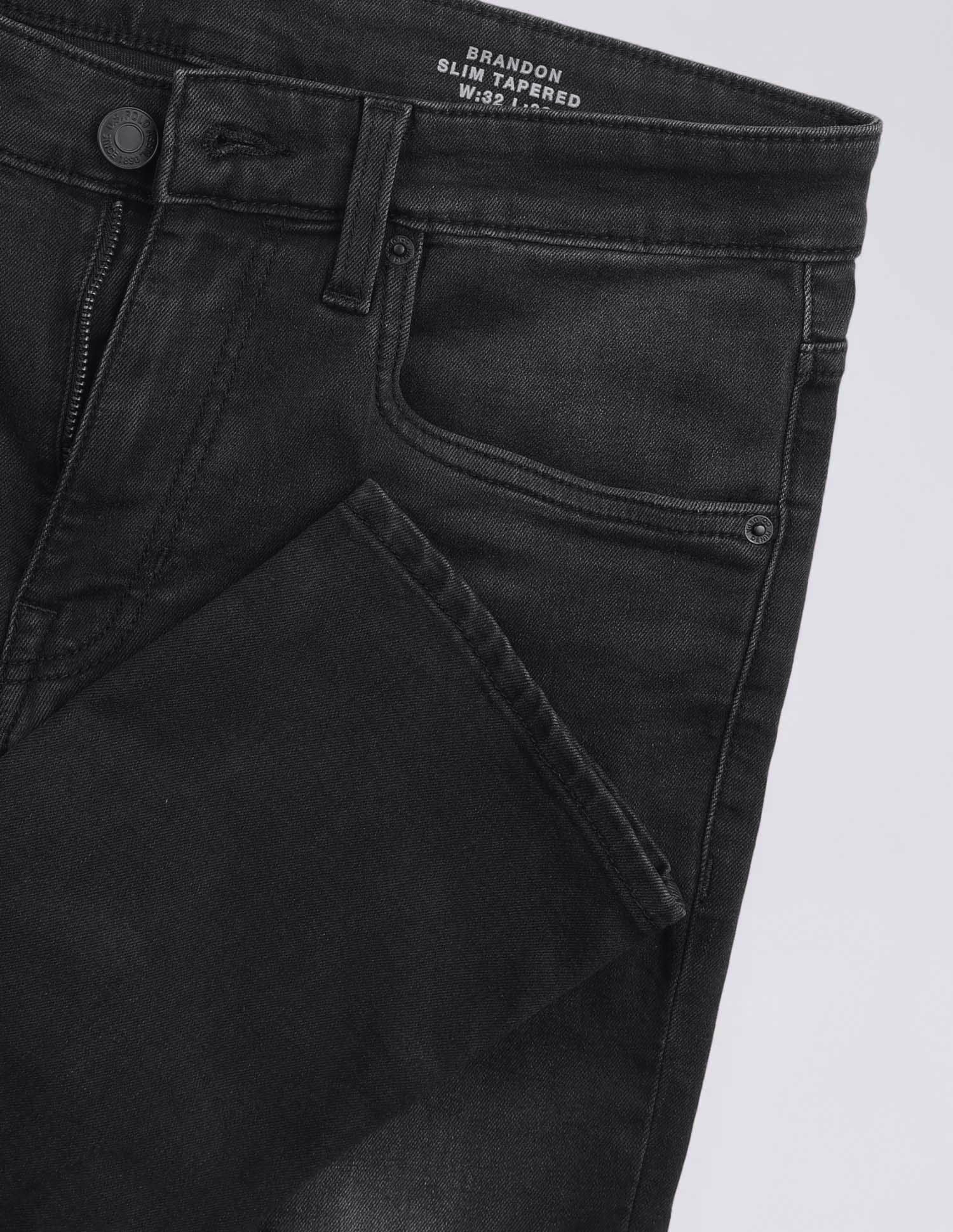Brandon Slim Tapered Fit Black Jeans - Image 2