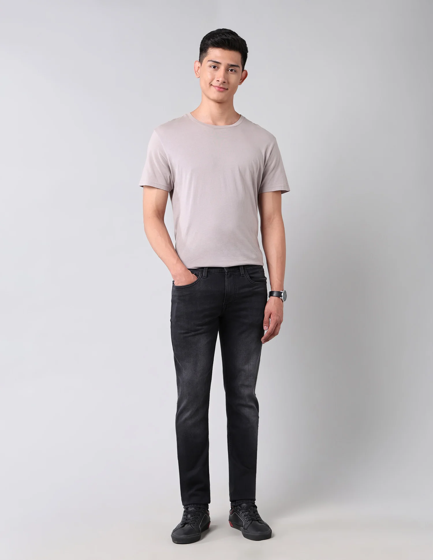 Brandon Slim Tapered Fit Black Jeans - Image 3